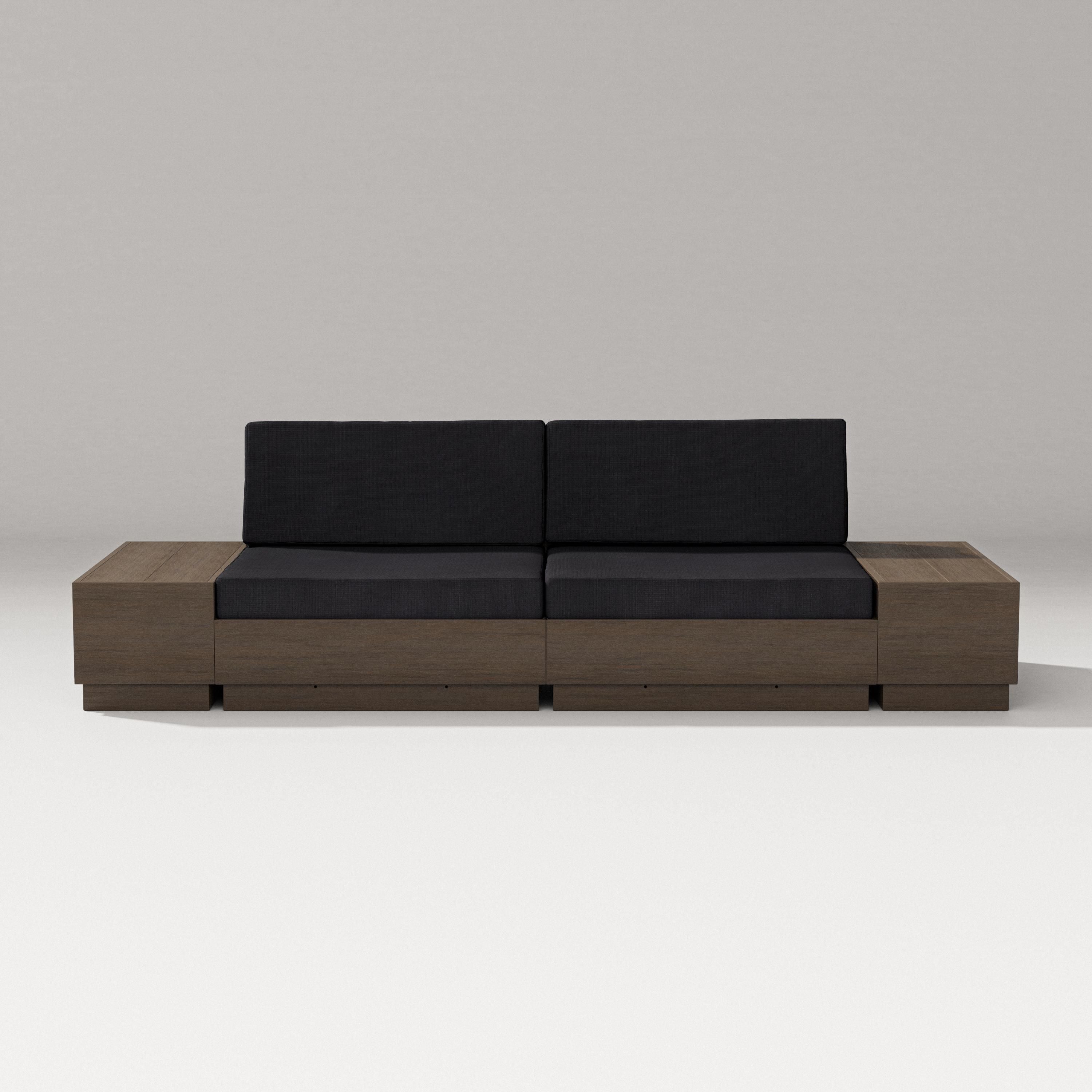 PW Designer Series Elevate 4-Piece Loveseat Sectional in Kona / Midnight Linen