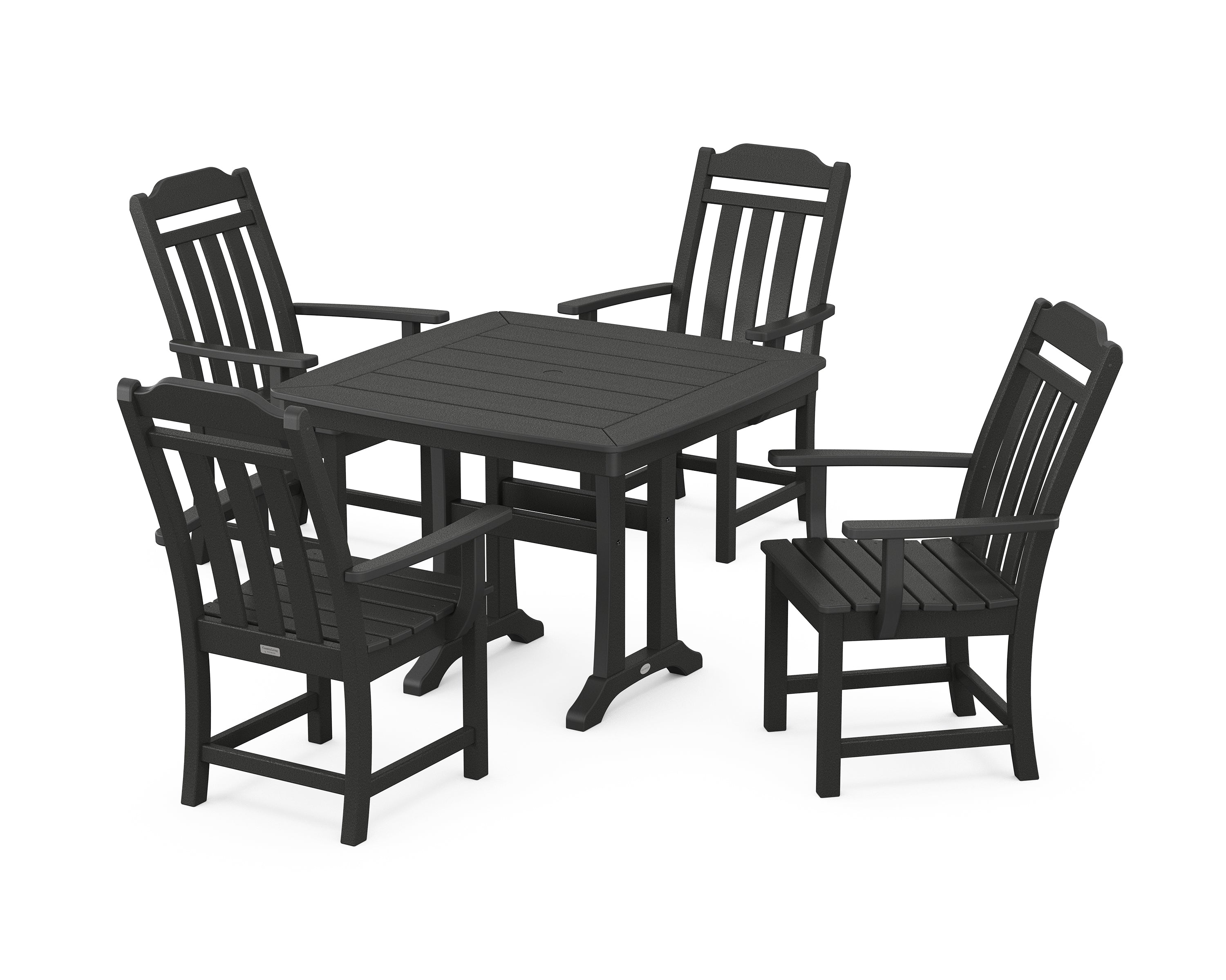 Polywood Country Living 5-Piece Dining Set with Trestle Legs in Black