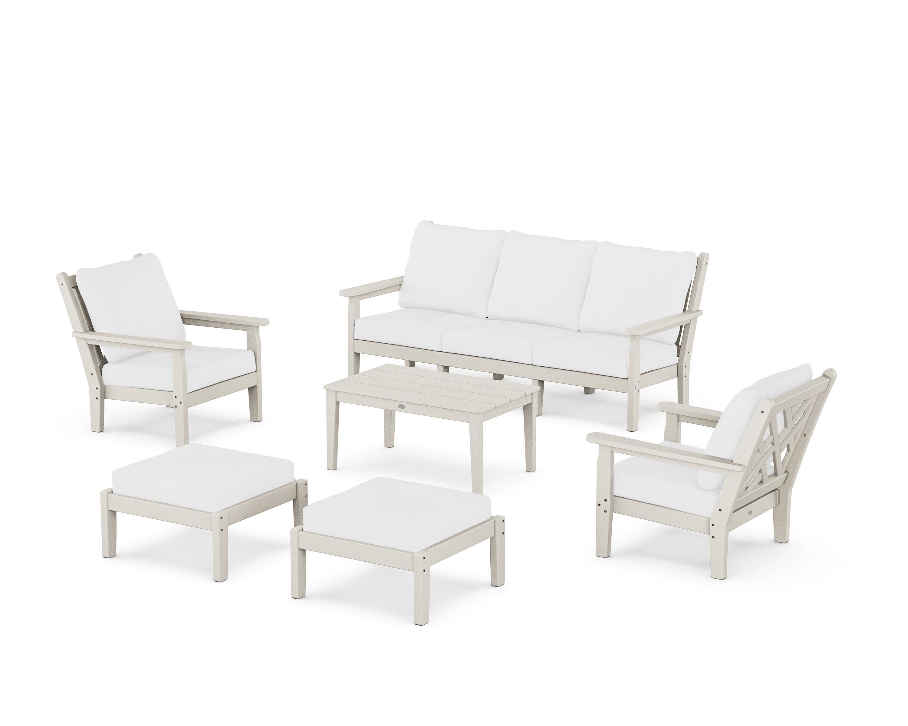 POLYWOOD Chippendale 6-Piece Lounge Sofa Set in Sand / Natural