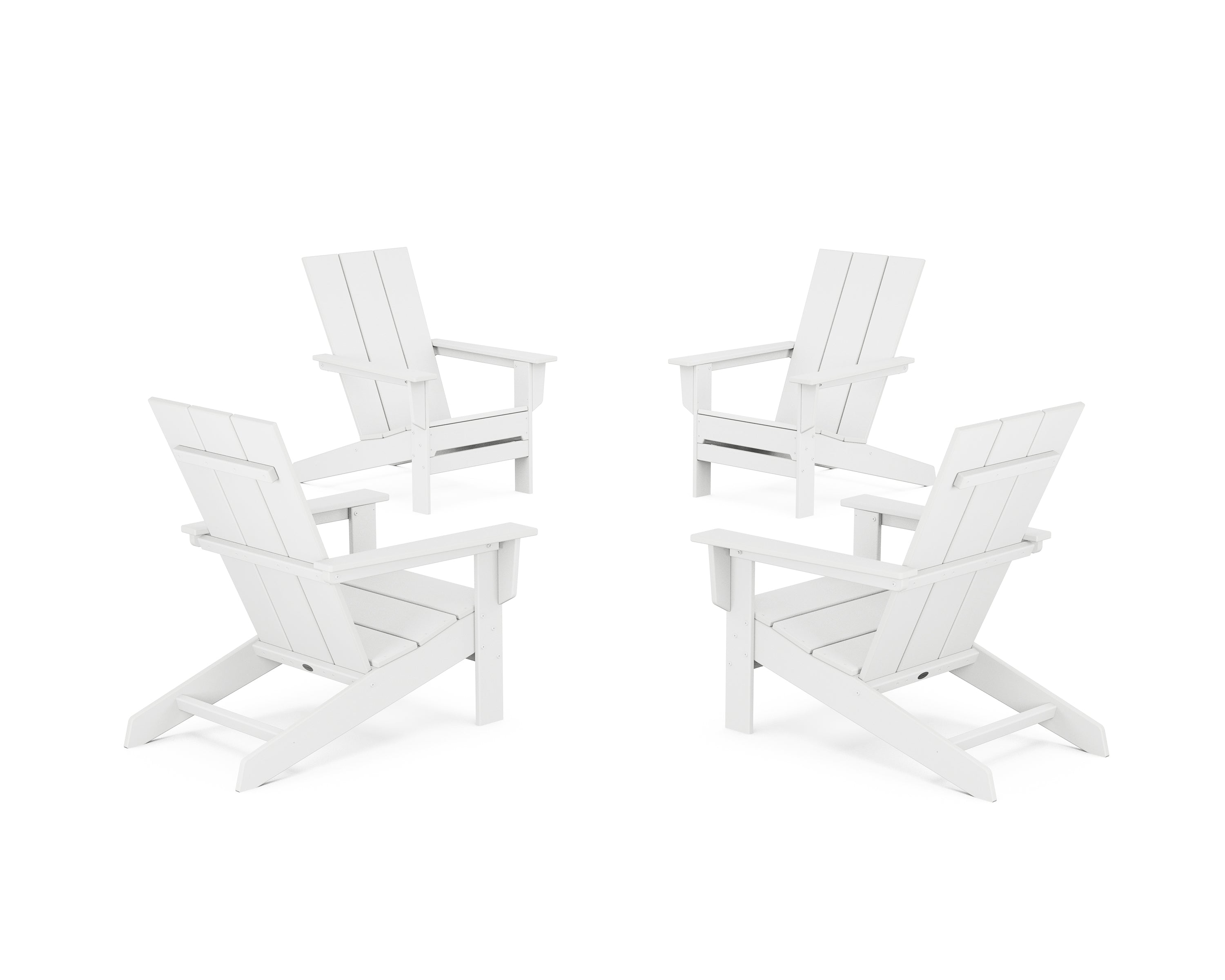 POLYWOOD 4-Piece Modern Studio Adirondack Chair Conversation Set in White
