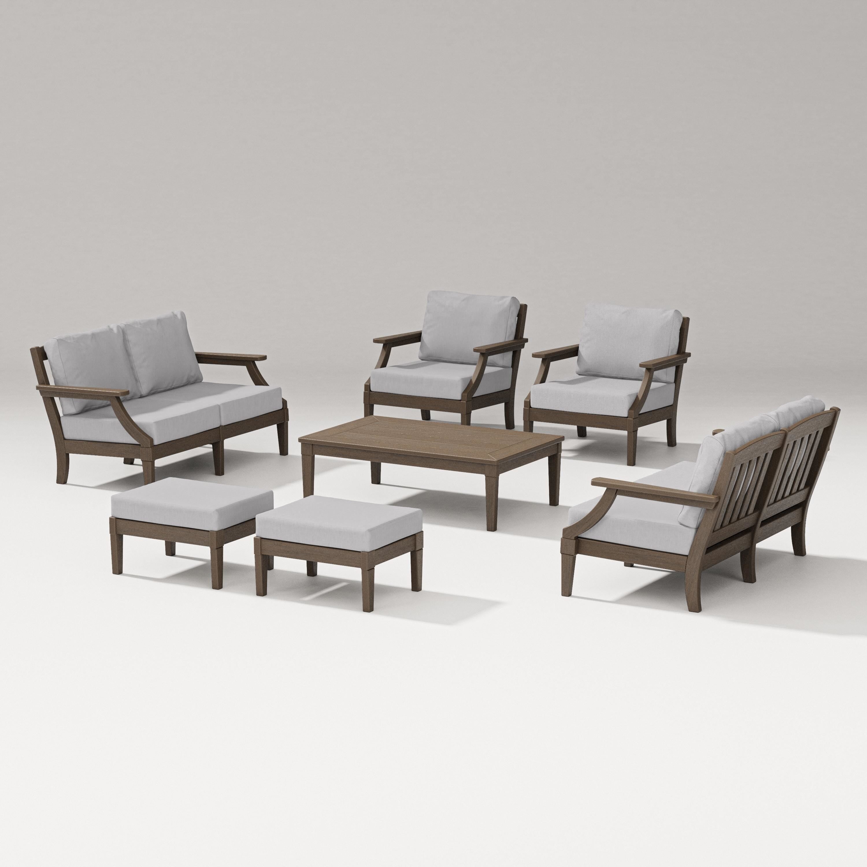 PW Designer Series Estate 7-Piece Lounge Loveseat Set in Kona / Granite