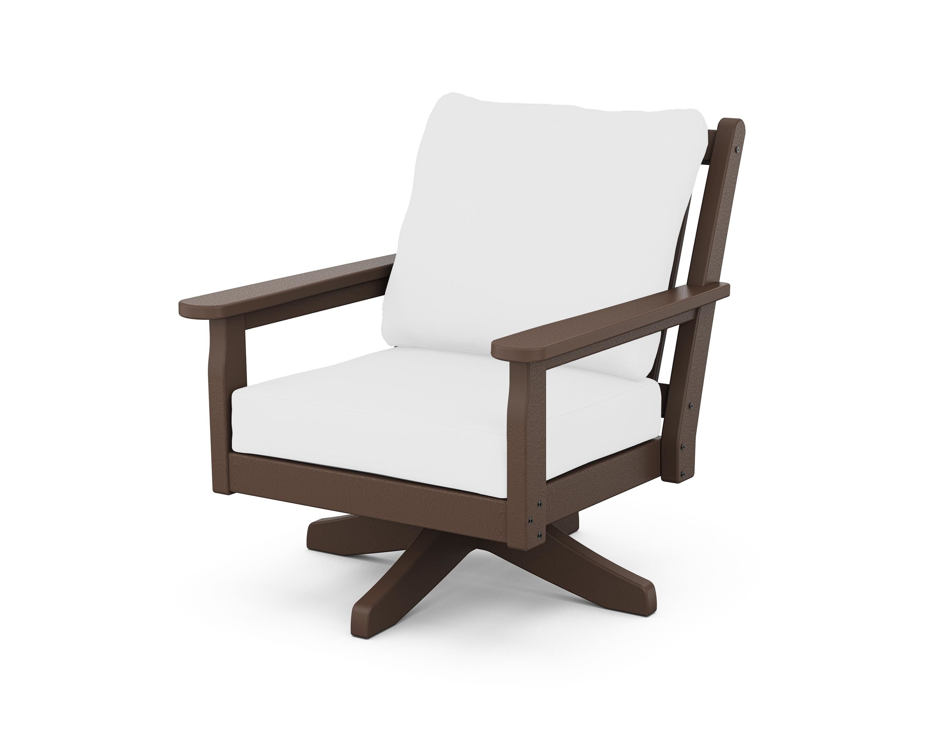 POLYWOOD Chippendale Deep Seating Swivel Chair in Mahogany / Natural