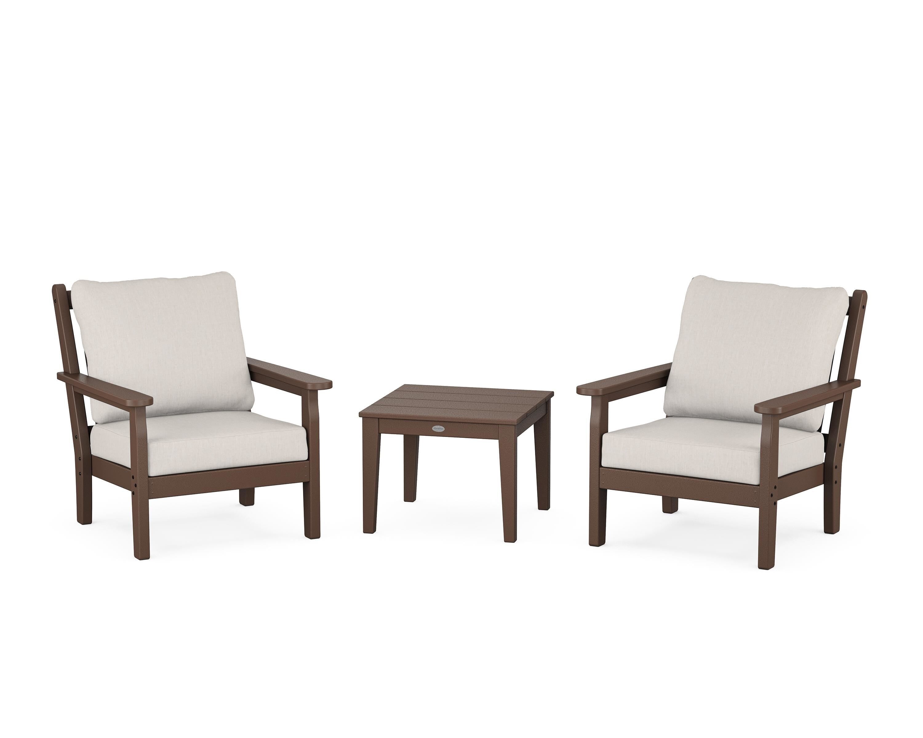 POLYWOOD Chippendale 3-Piece Deep Seating Set in Mahogany / Cast Ash