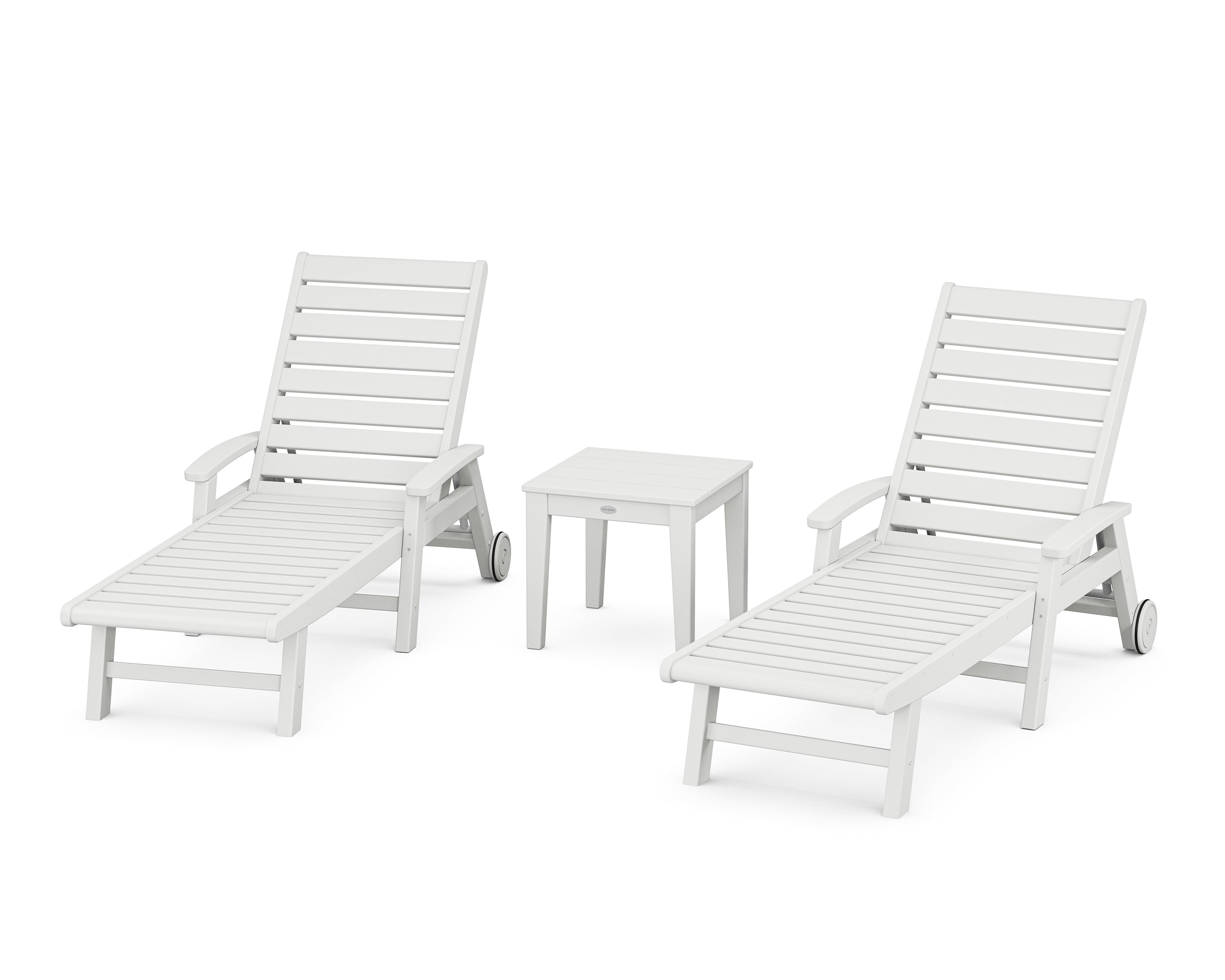 POLYWOOD Signature Chaise 3-Piece Set with Wheels in White
