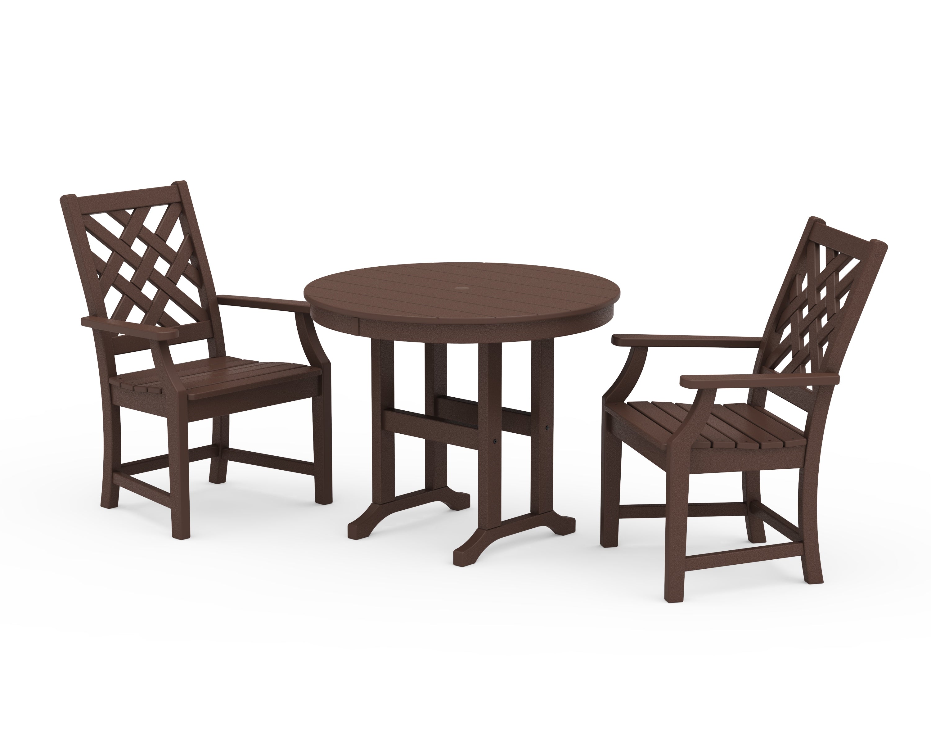 POLYWOOD Wovendale 3-Piece Farmhouse Dining Set in Mahogany
