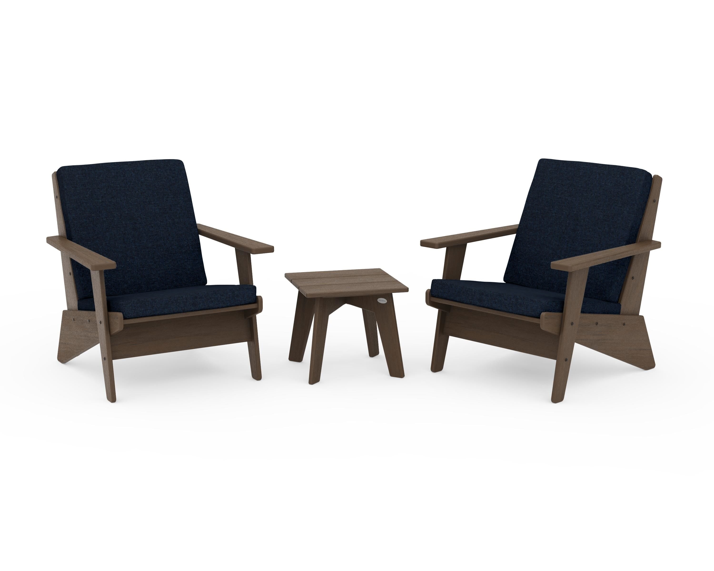 POLYWOOD Riviera Modern Lounge 3-Piece Set in Kona / Marine Indigo