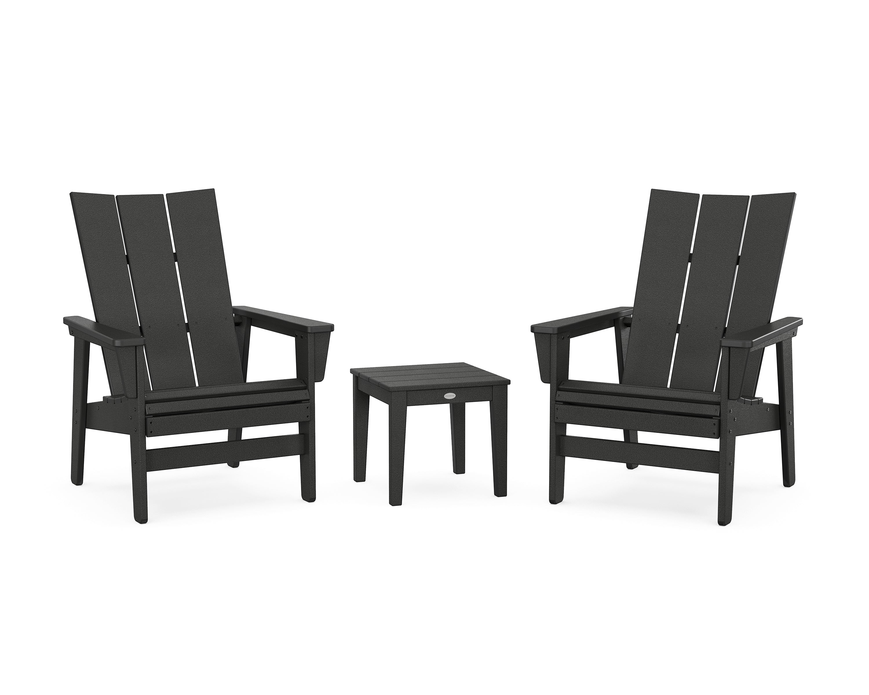 POLYWOOD 3-Piece Modern Grand Upright Adirondack Set in Black