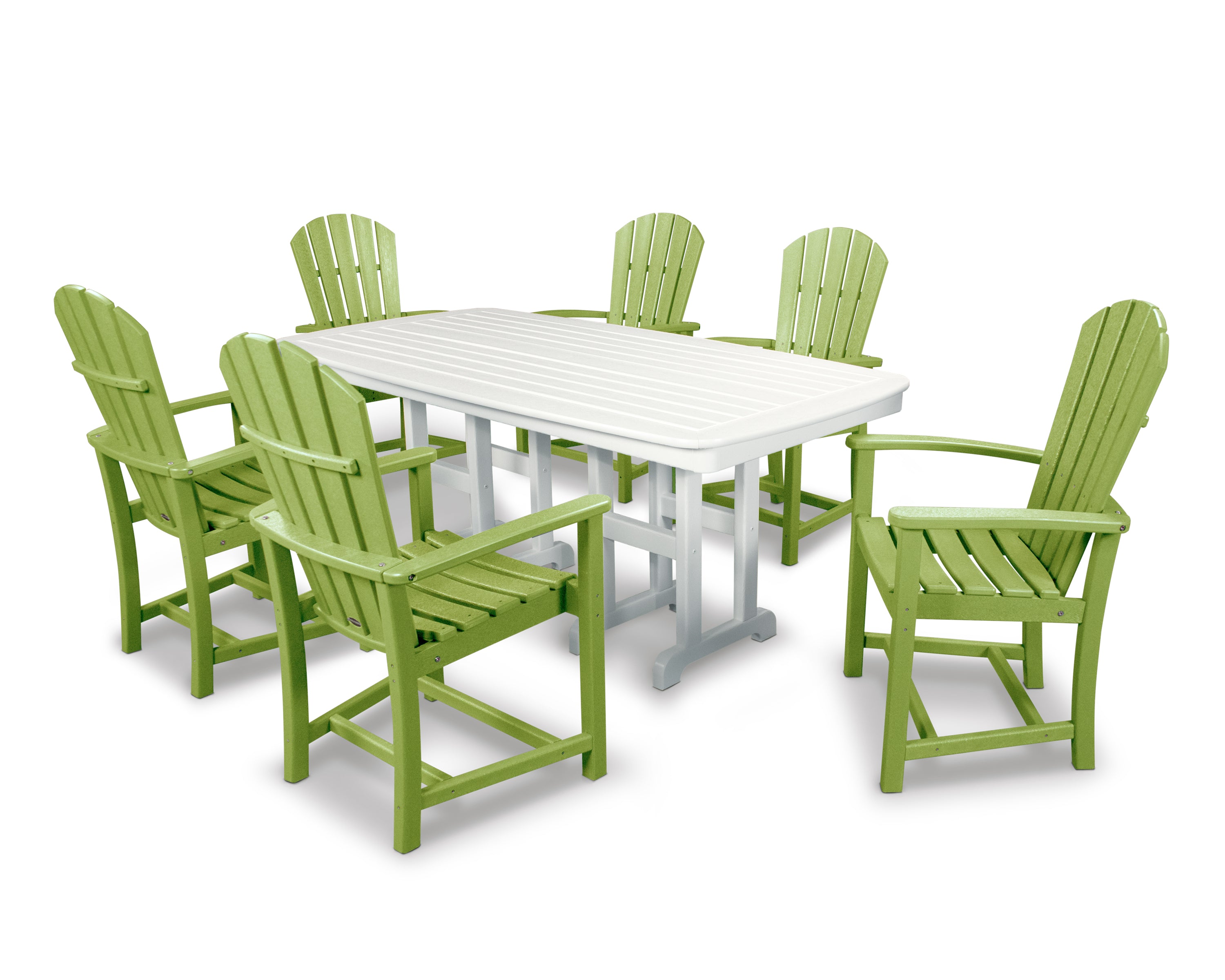 POLYWOOD Palm Coast 7-Piece Dining Set in Lime / White