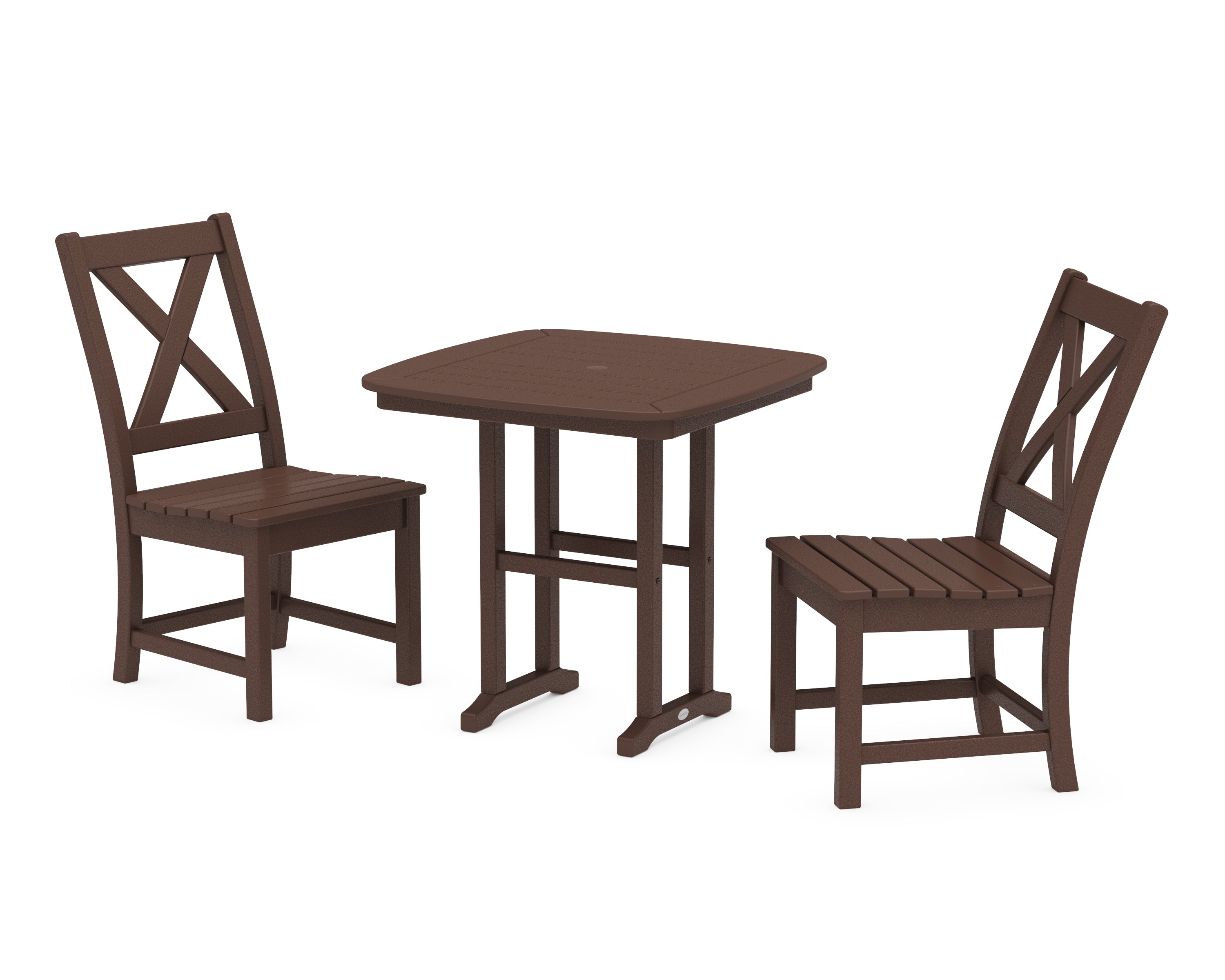 POLYWOOD Braxton Side Chair 3-Piece Dining Set in Mahogany