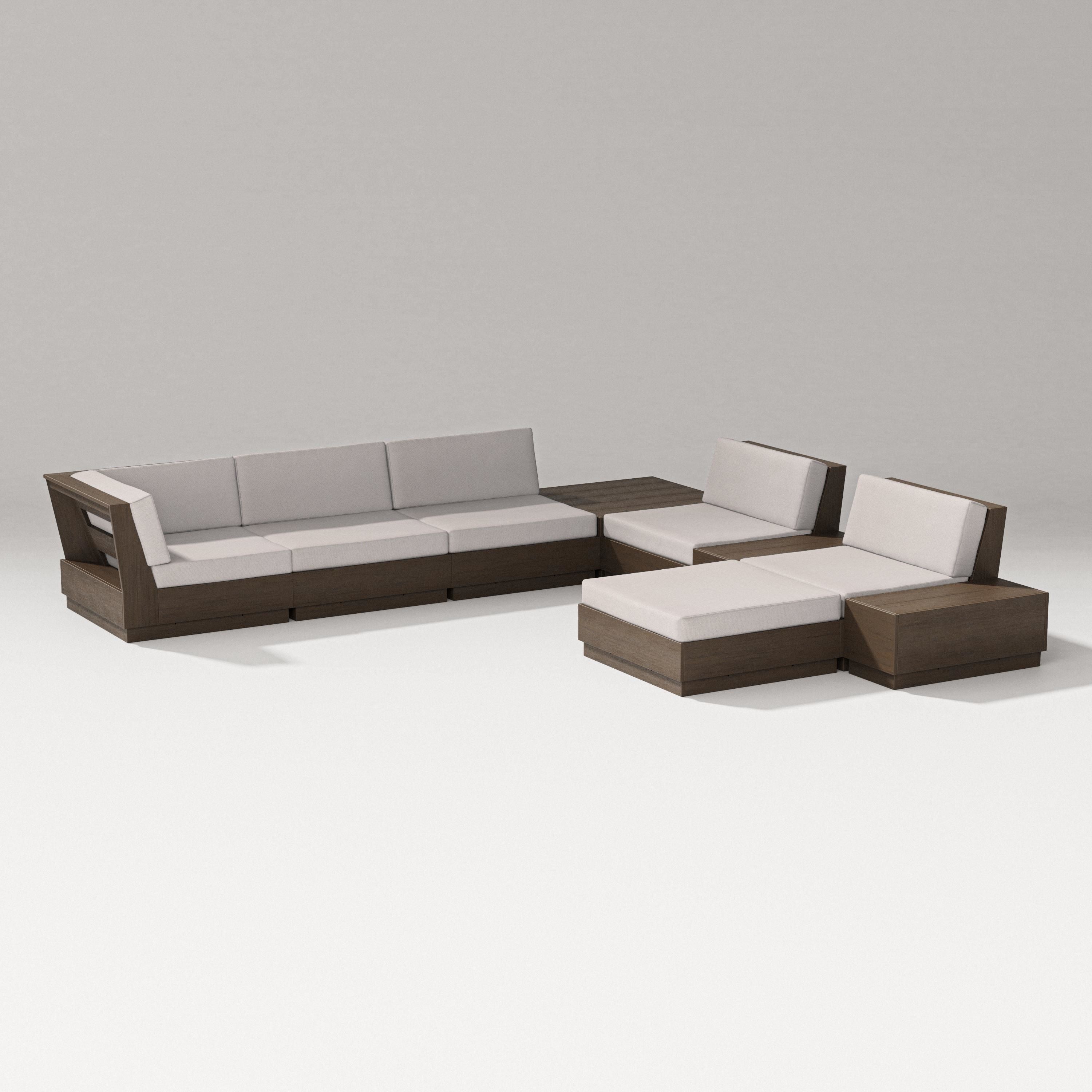 PW Designer Series Elevate 9-Piece Conversation Sectional in Kona / Dune Burlap