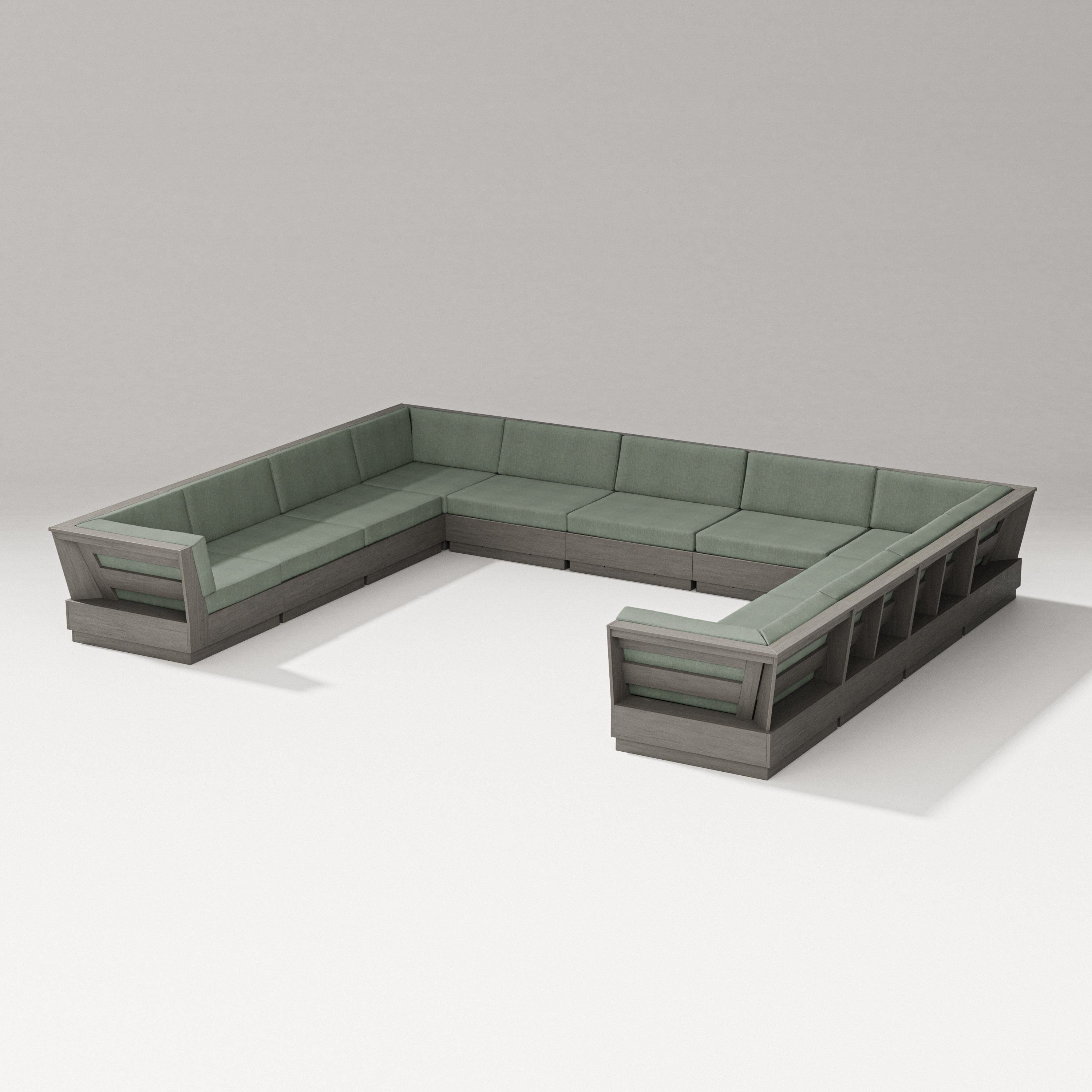 PW Designer Series Elevate Large U-Shaped Sectional in Driftwood / Cast Sage
