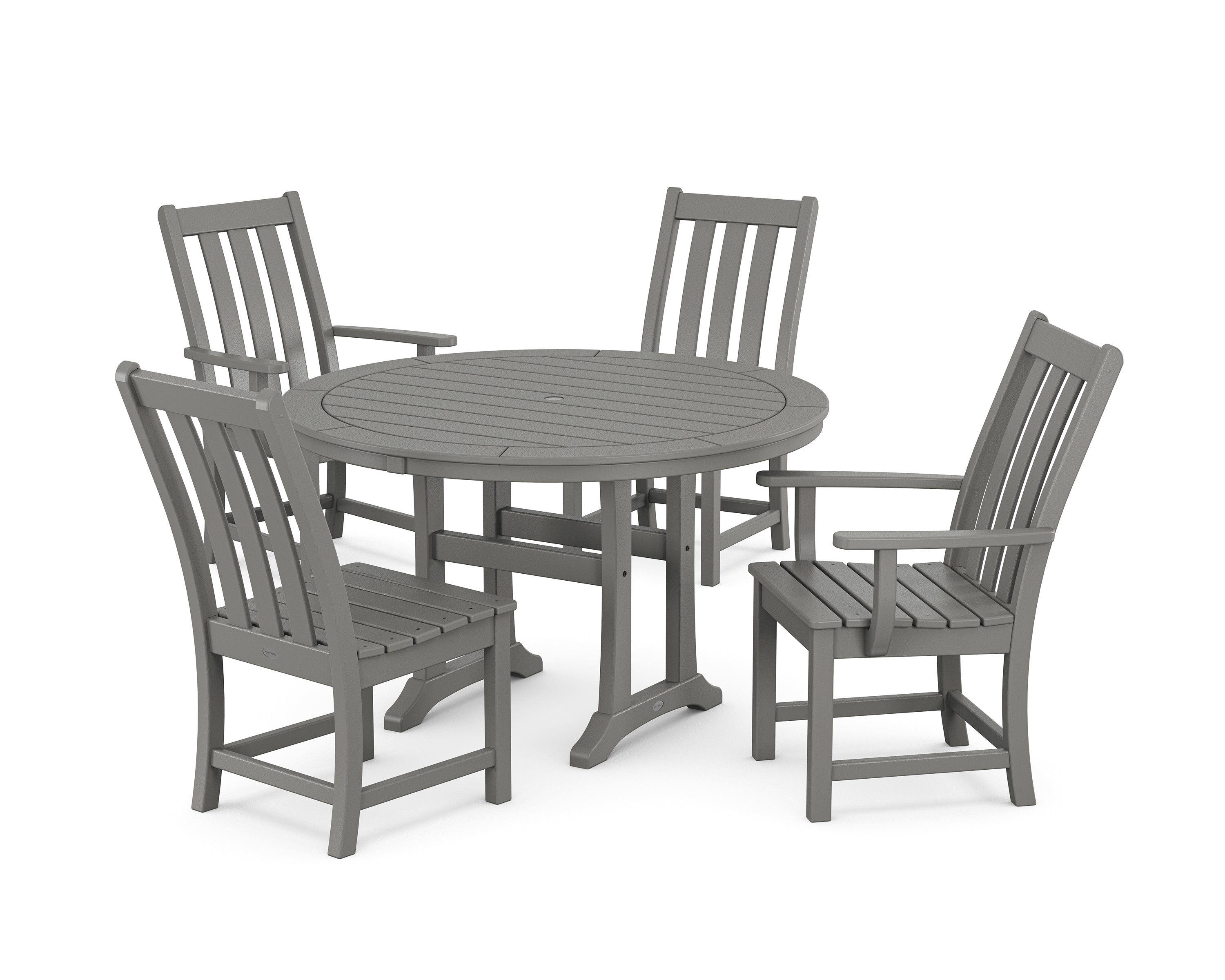 POLYWOOD® Vineyard 5-Piece Nautical Trestle Dining Set in Slate Grey