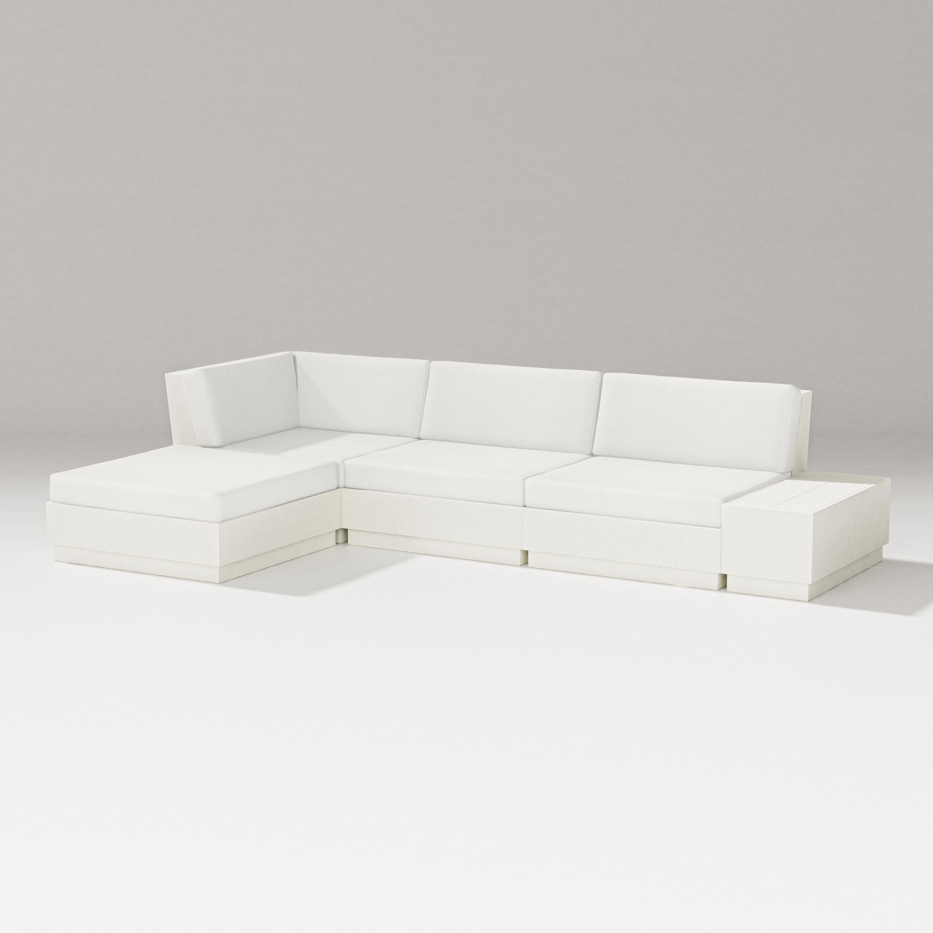 PW Designer Series Elevate Chaise Sectional in Vintage White / Natural Linen