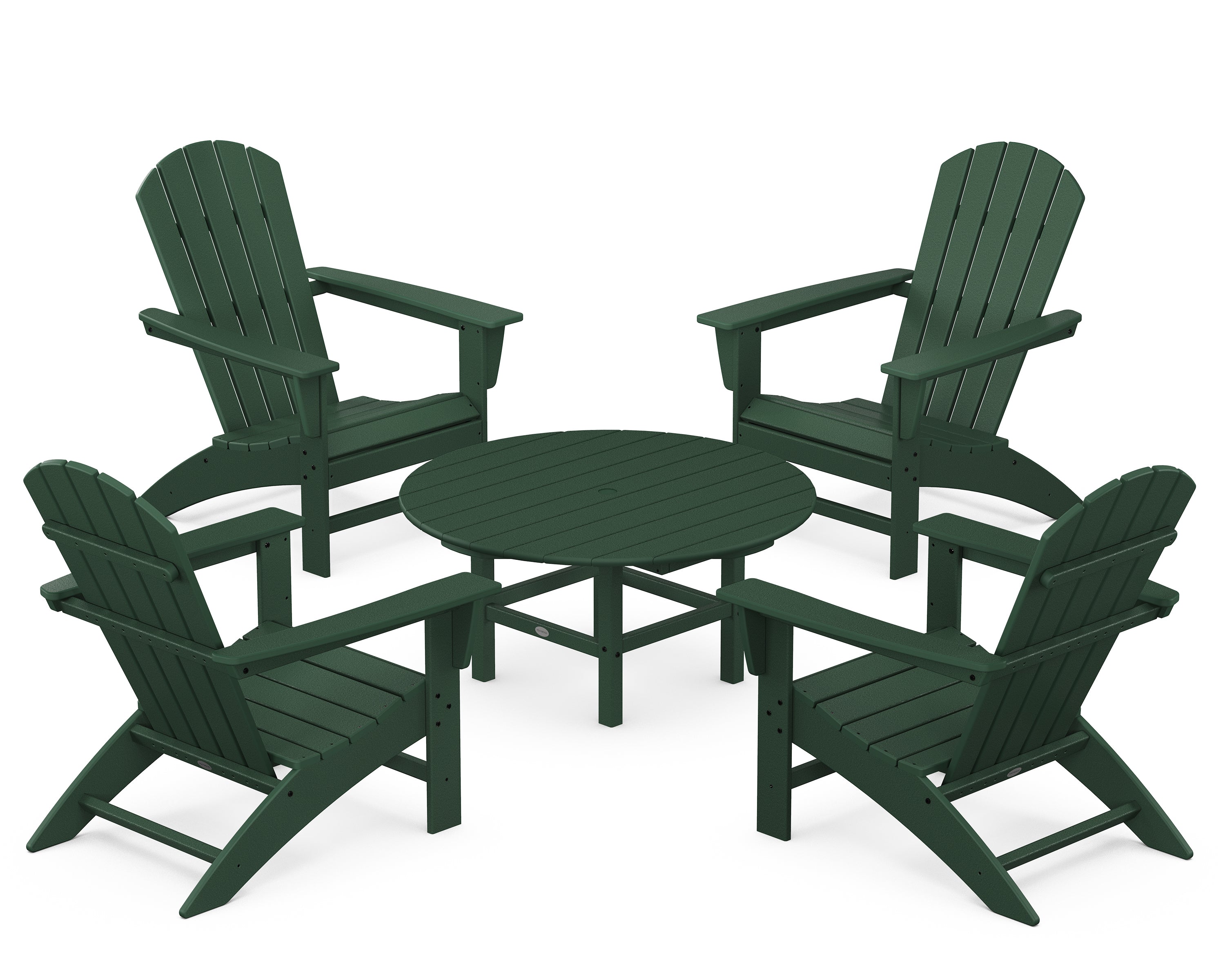 POLYWOOD® Nautical 5-Piece Adirondack Chair Conversation Set in Green