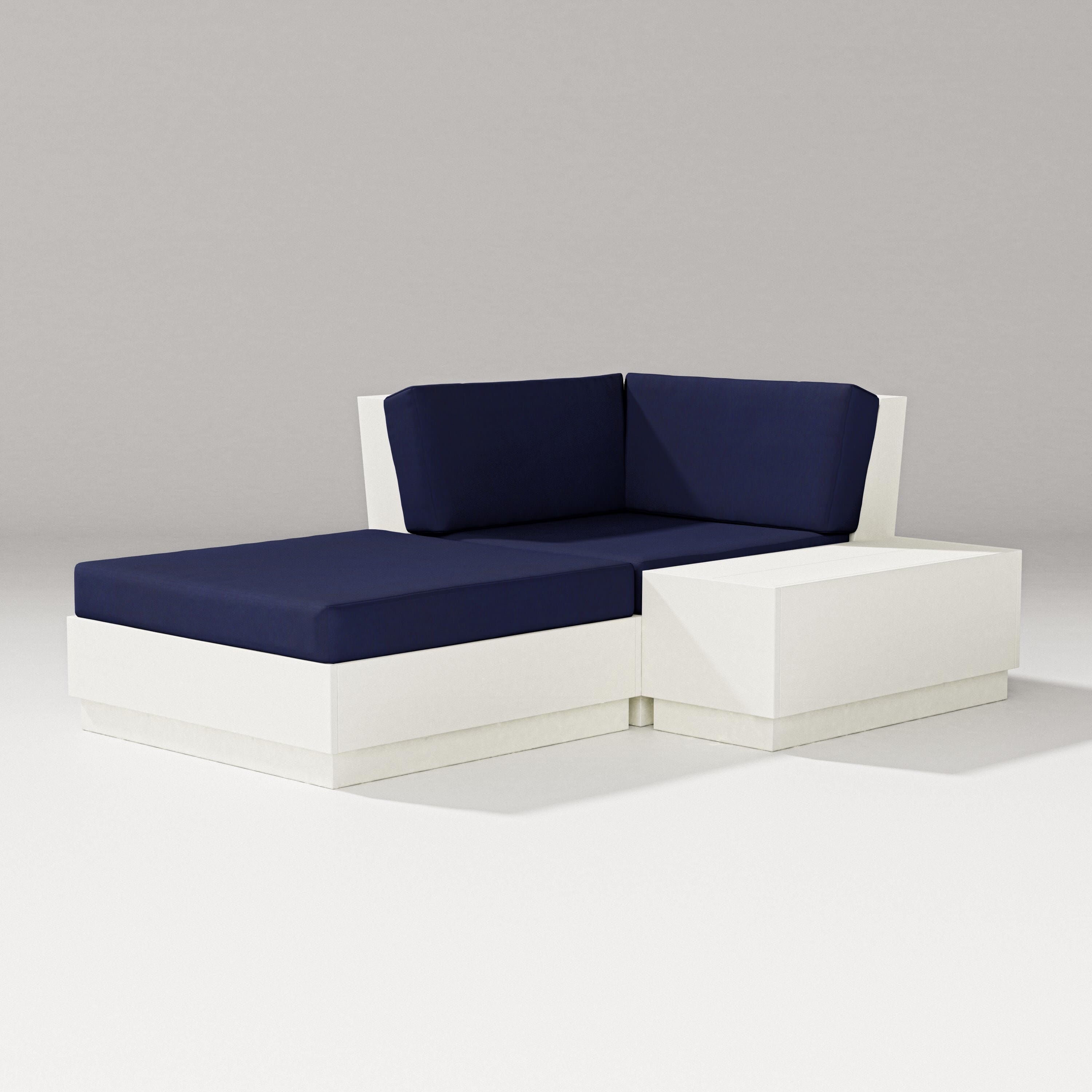 PW Designer Series Elevate Corner Chaise in Vintage White / Navy