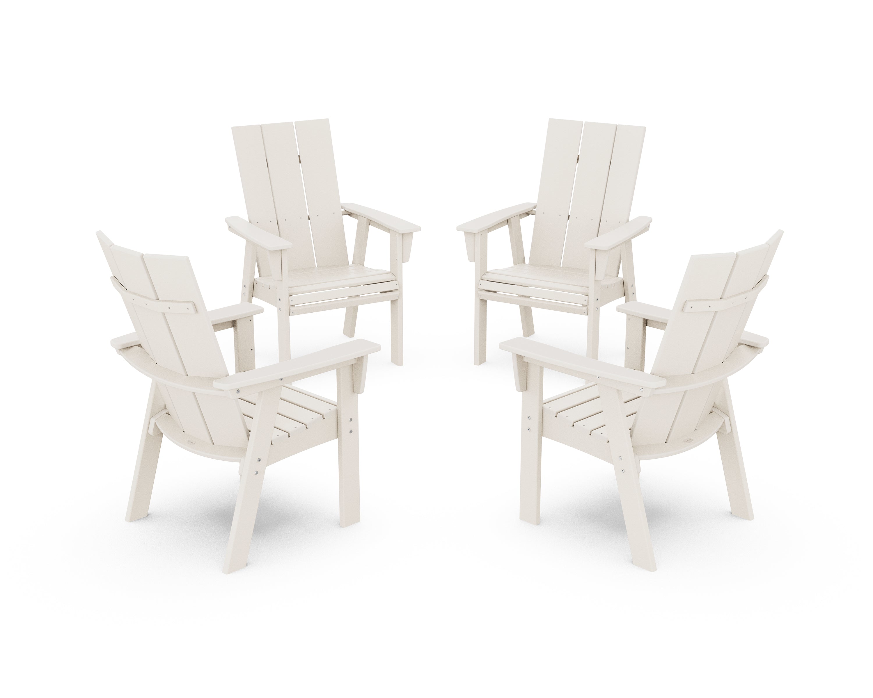 POLYWOOD Modern 4-Piece Curveback Upright Adirondack Conversation Set in Sand