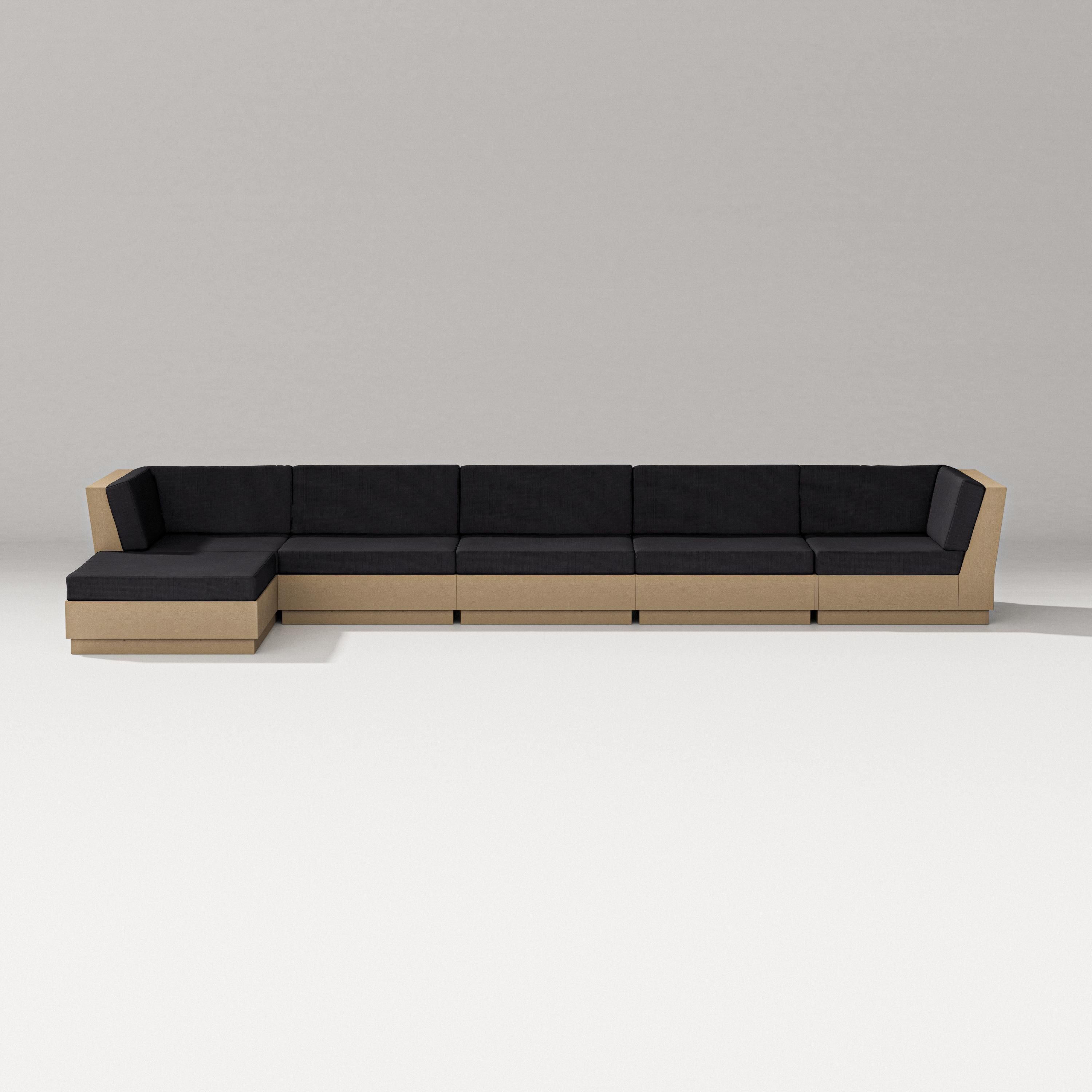 PW Designer Series Elevate 6-Piece Chaise Sectional in Vintage Sahara / Midnight Linen