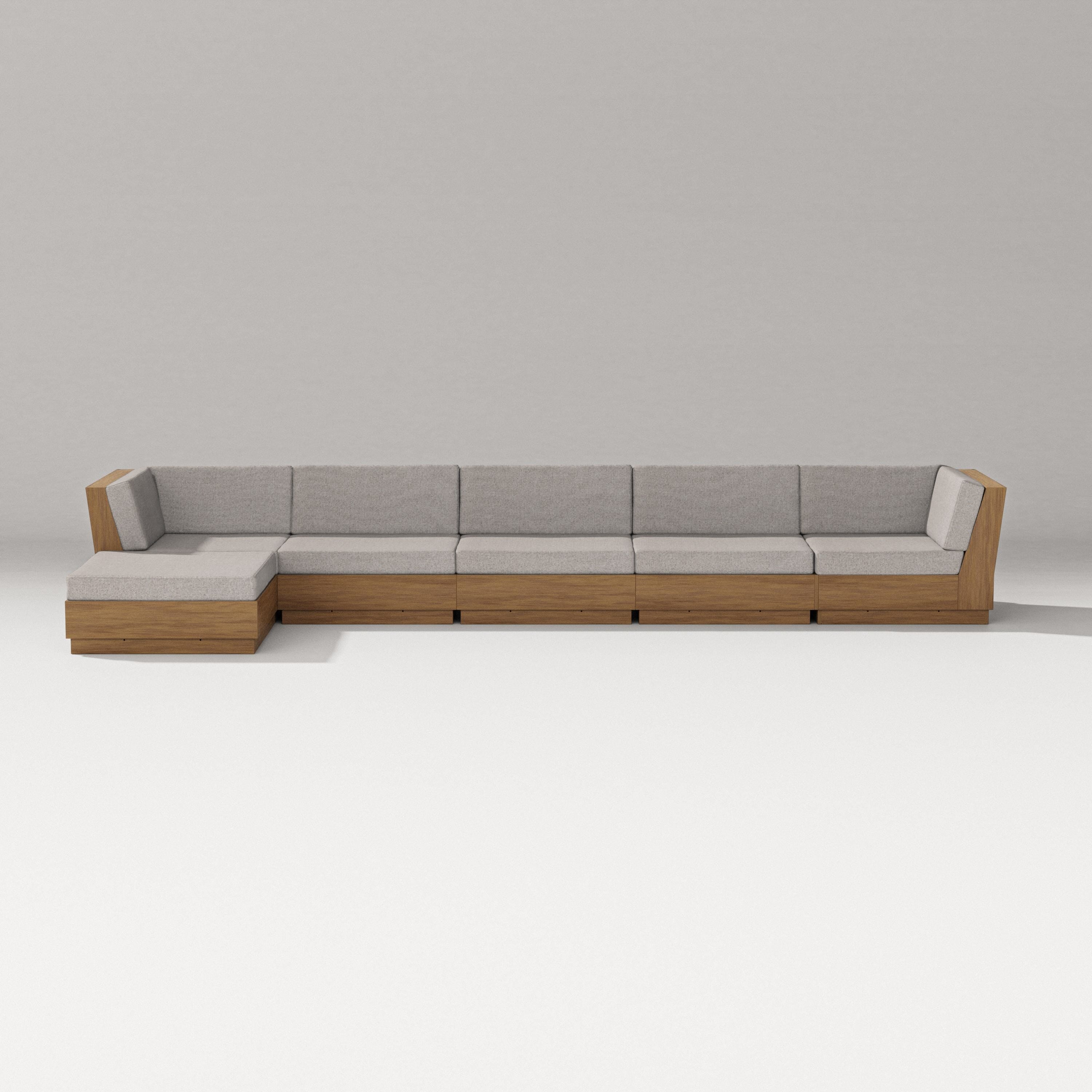 PW Designer Series Elevate 6-Piece Chaise Sectional in Natural / Weathered Tweed