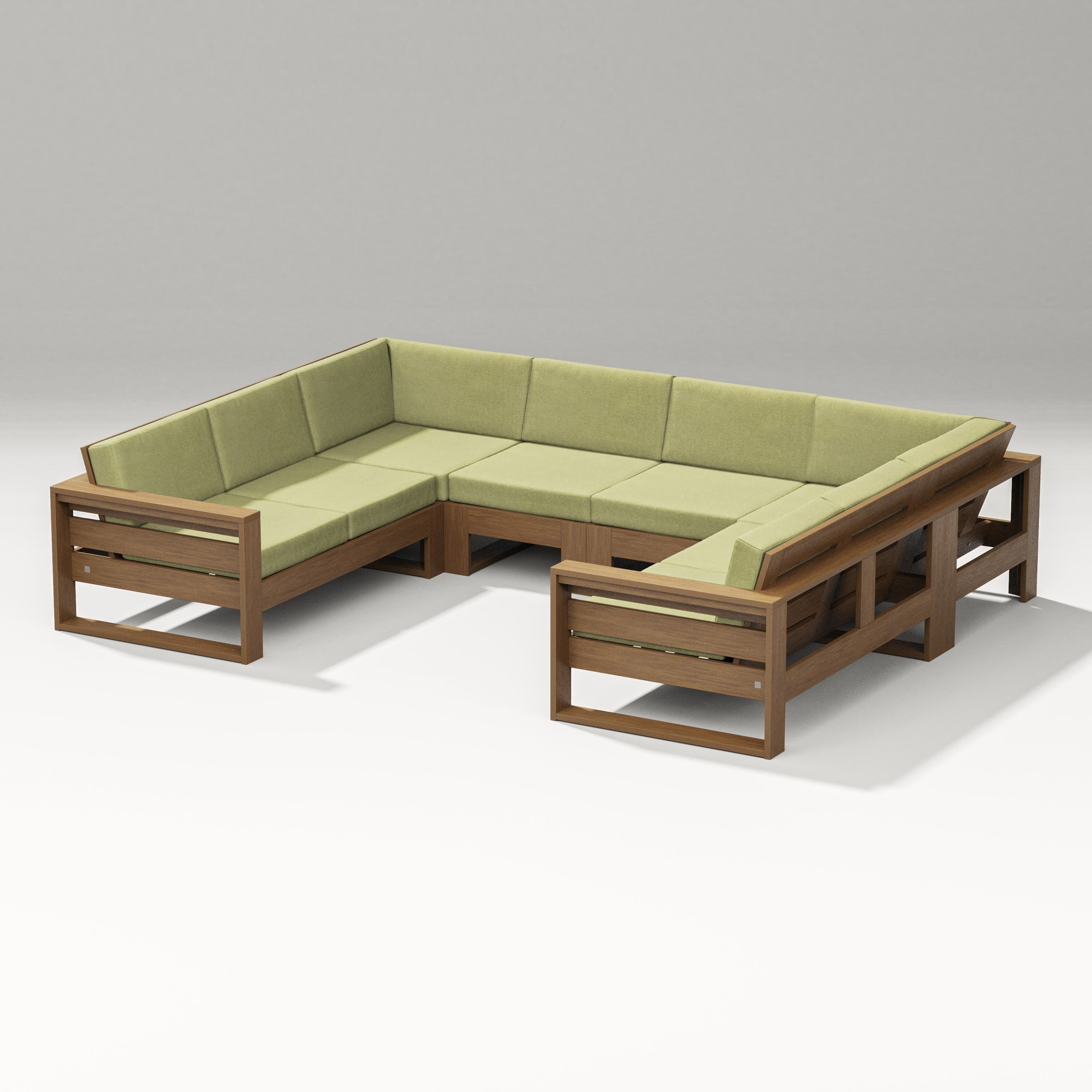 PW Designer Series Latitude U-Shaped Sectional in Natural / Chartreuse Boucle