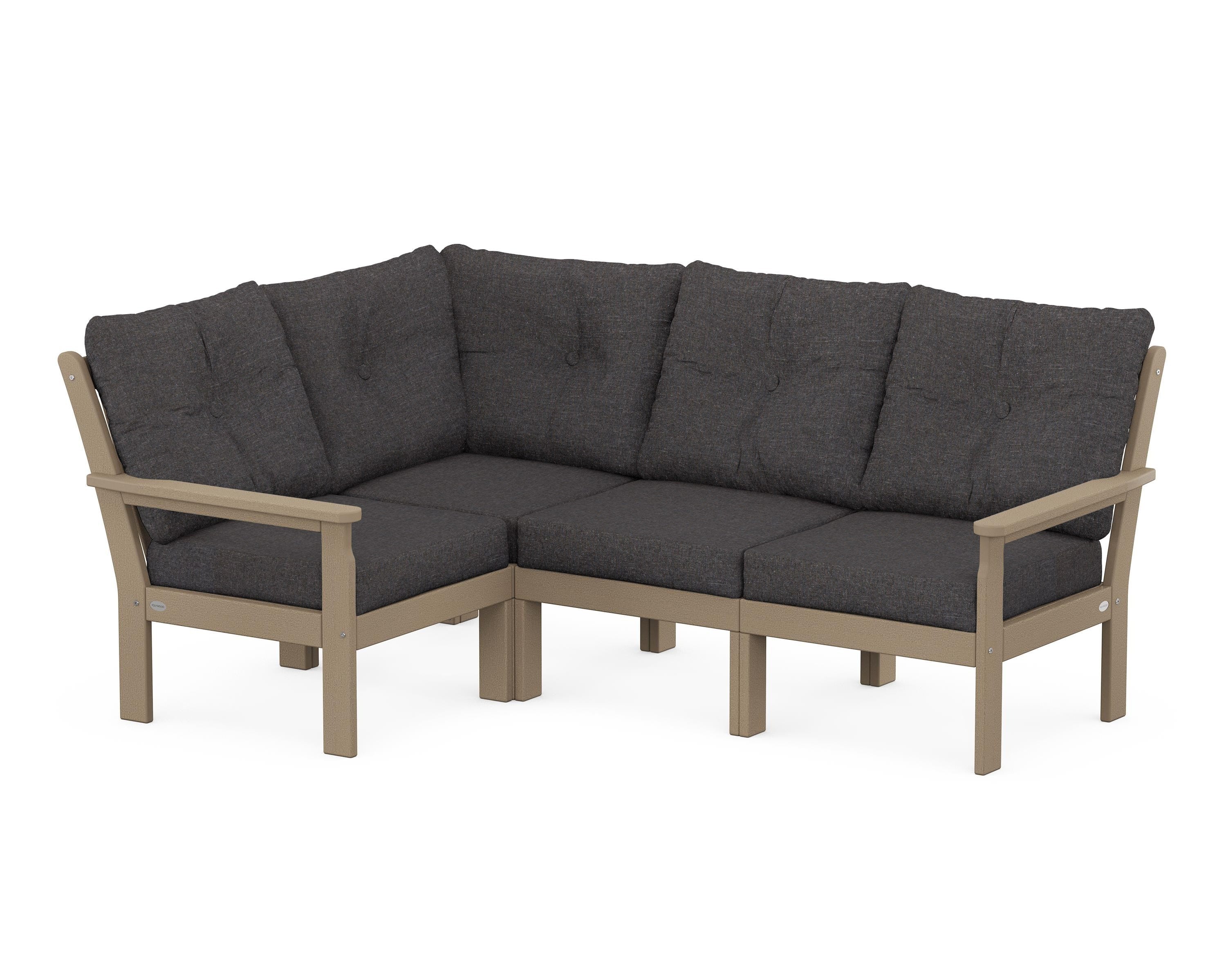 POLYWOOD Vineyard 4-Piece Sectional in Vintage Sahara / Ash Charcoal