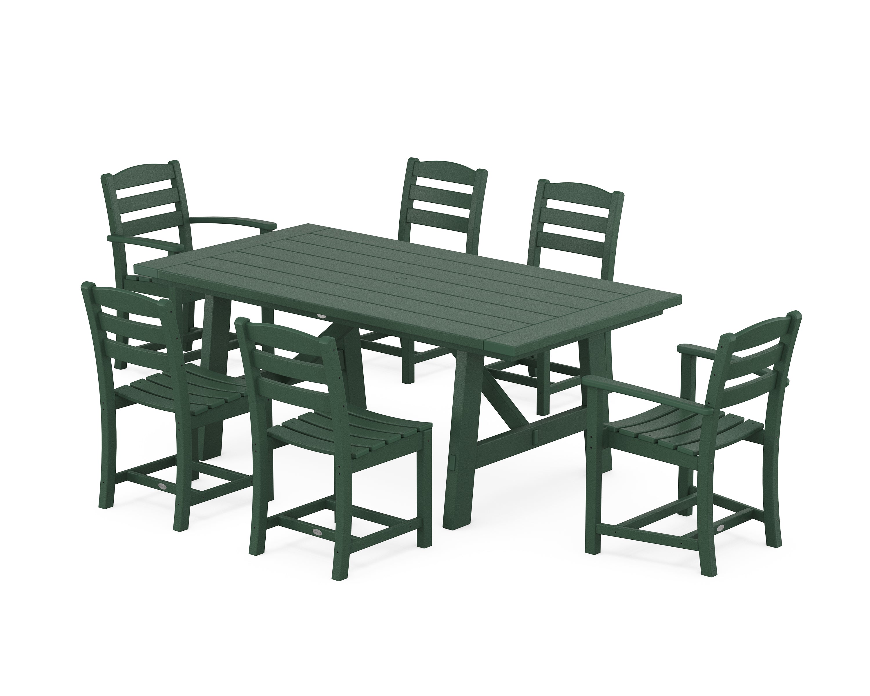 POLYWOOD La Casa Café 7-Piece Rustic Farmhouse Dining Set in Green