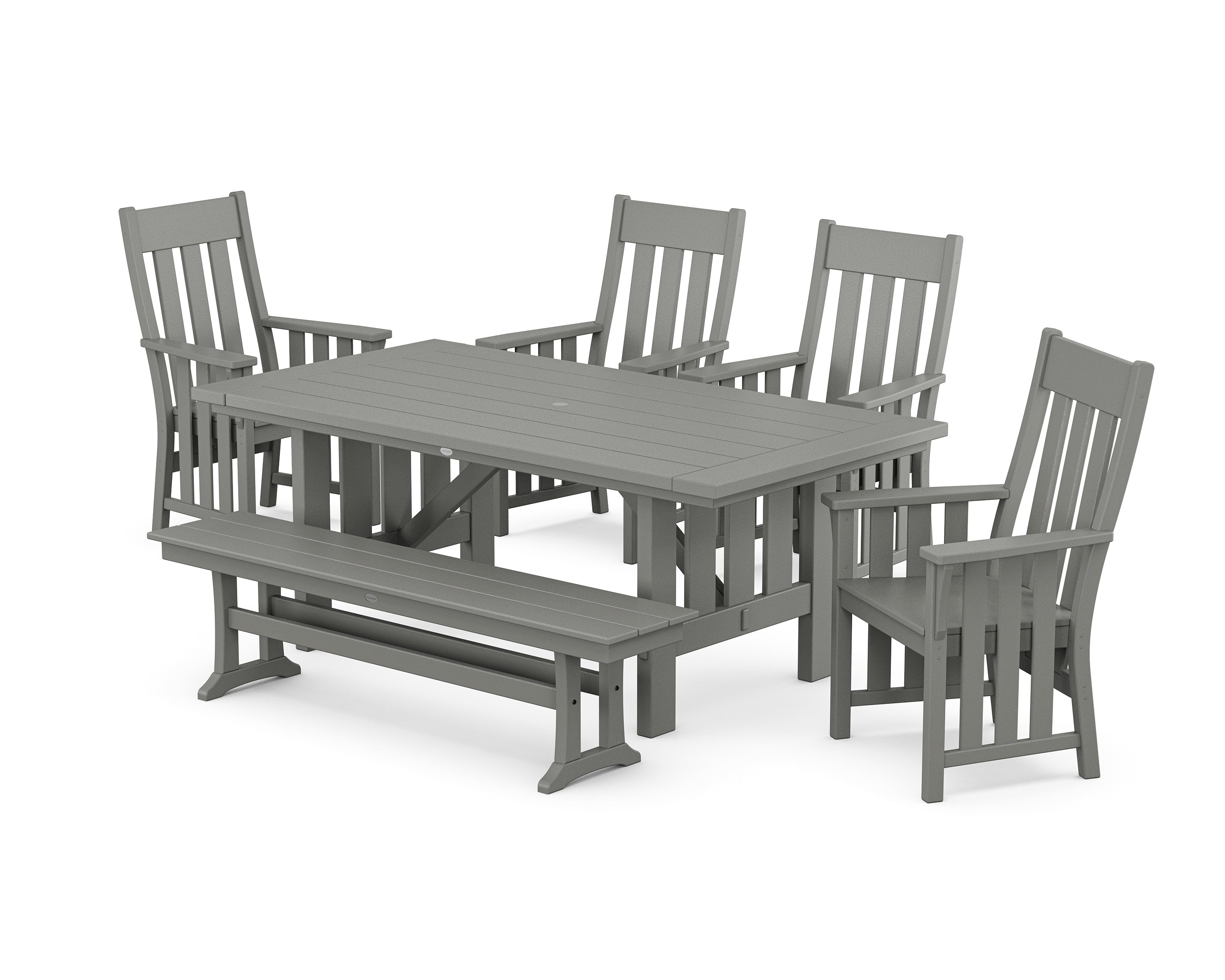 Martha Stewart by POLYWOOD Acadia 6-Piece Dining Set with Bench in Slate Grey