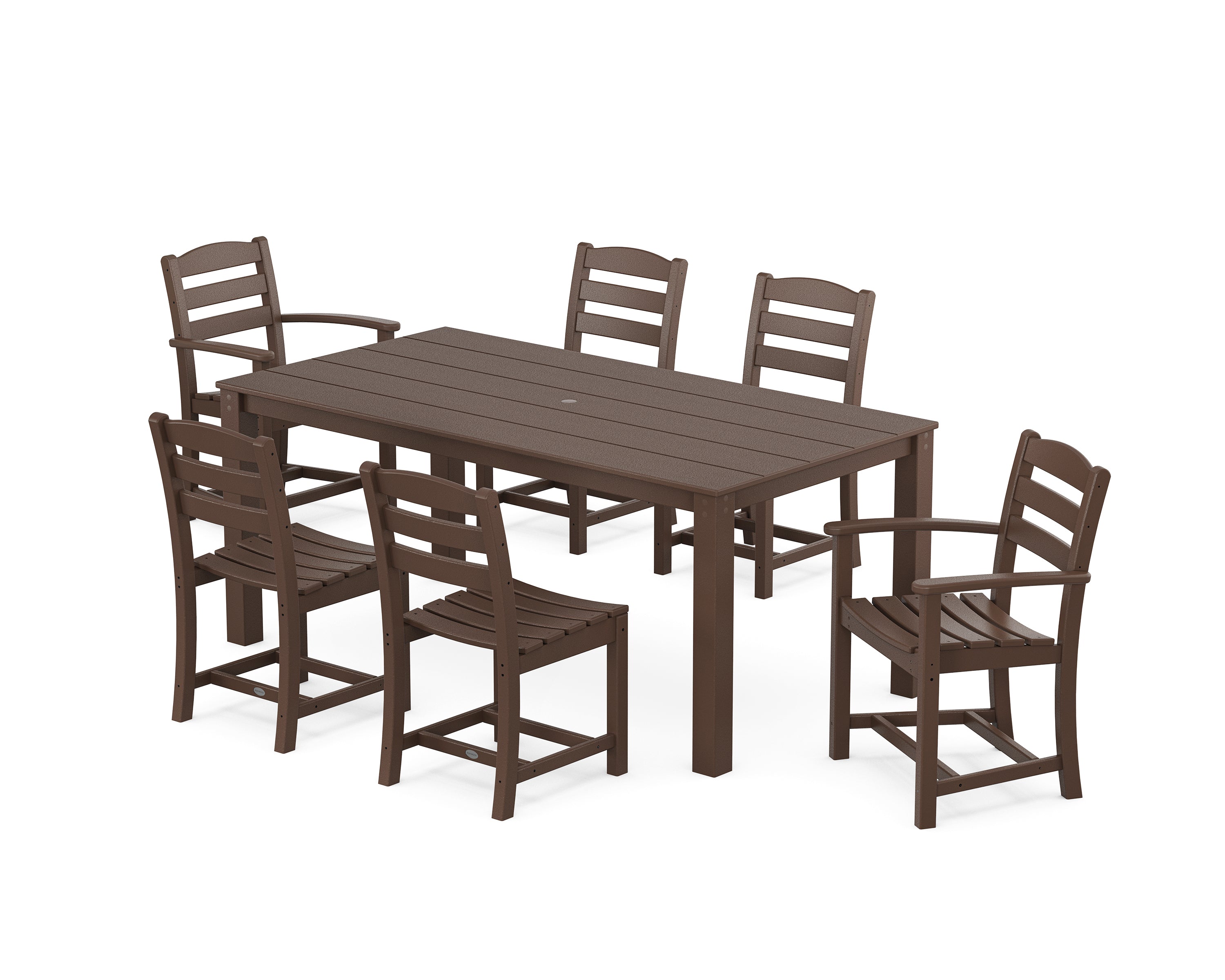 POLYWOOD La Casa Cafe' 7-Piece Parsons Dining Set in Mahogany