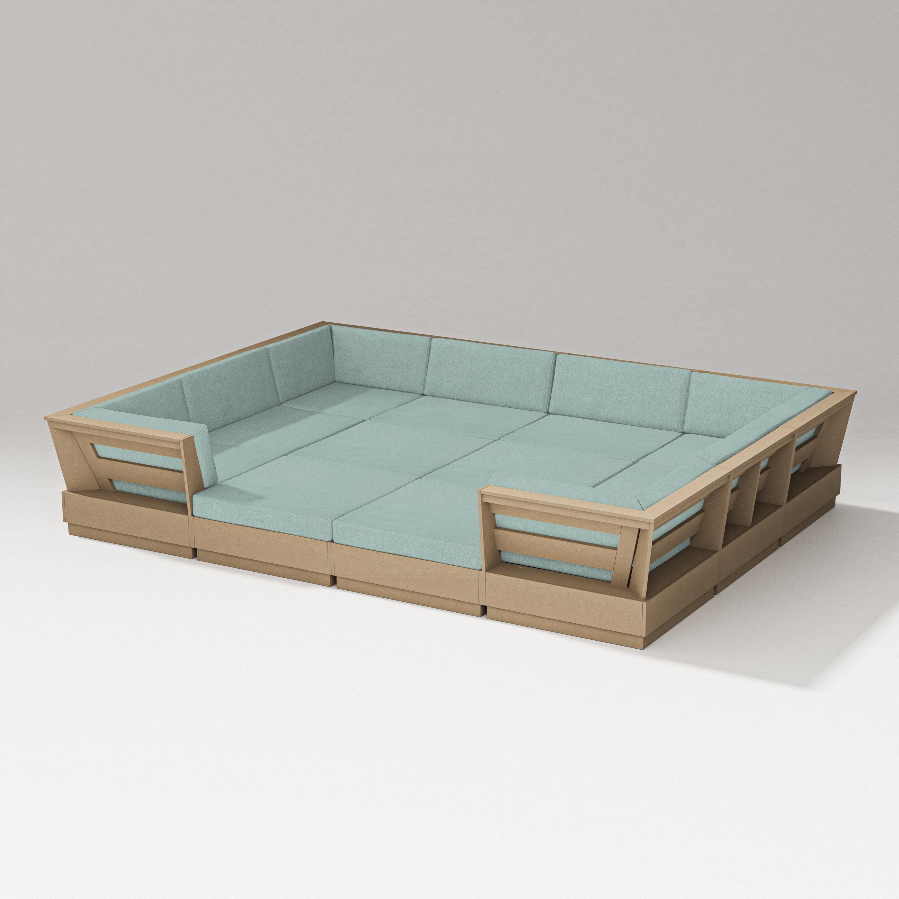PW Designer Series Elevate 12-Piece Pit Sectional in Vintage Sahara / Glacier Spa