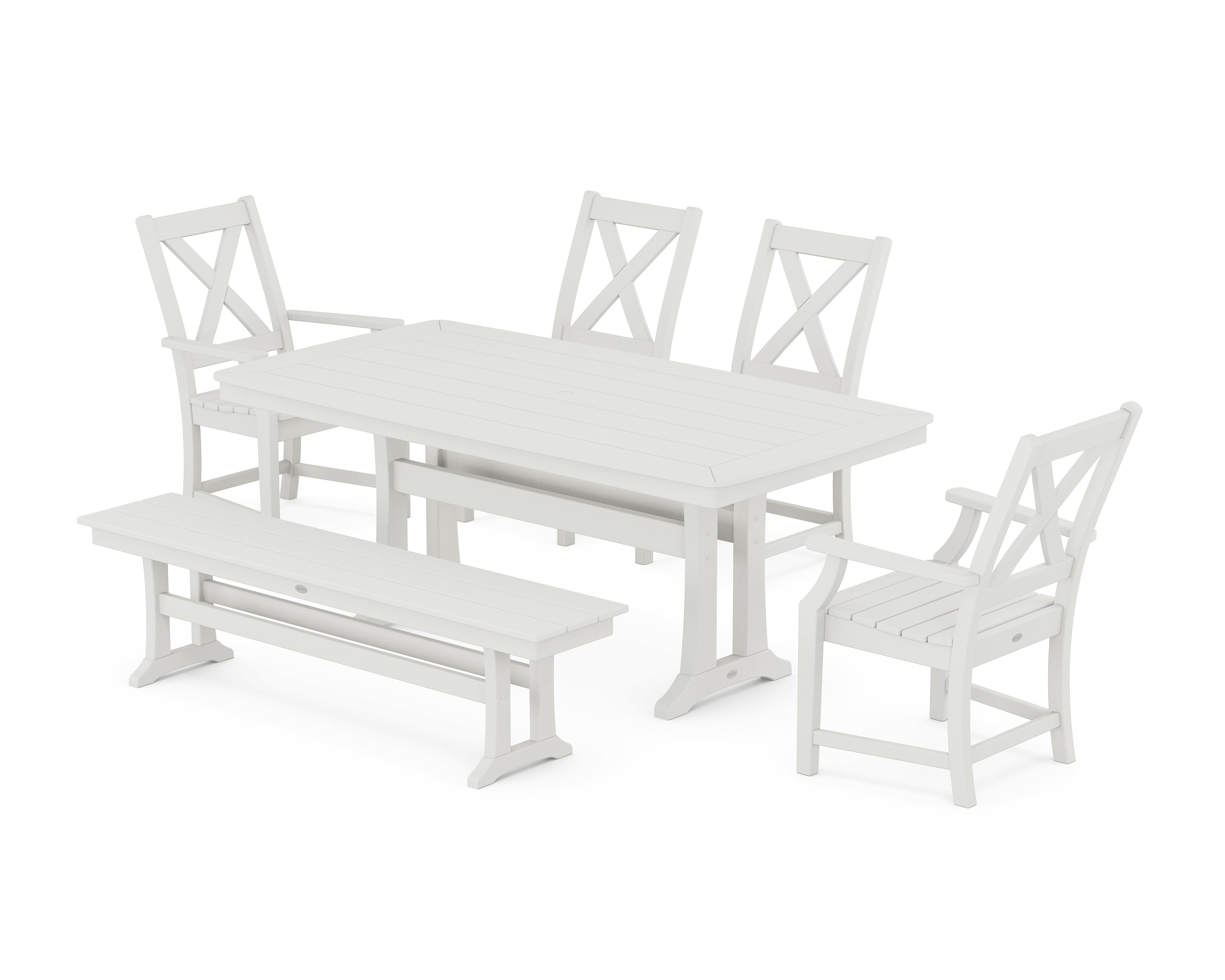 POLYWOOD® Braxton 6-Piece Dining Set with Trestle Legs in Vintage White
