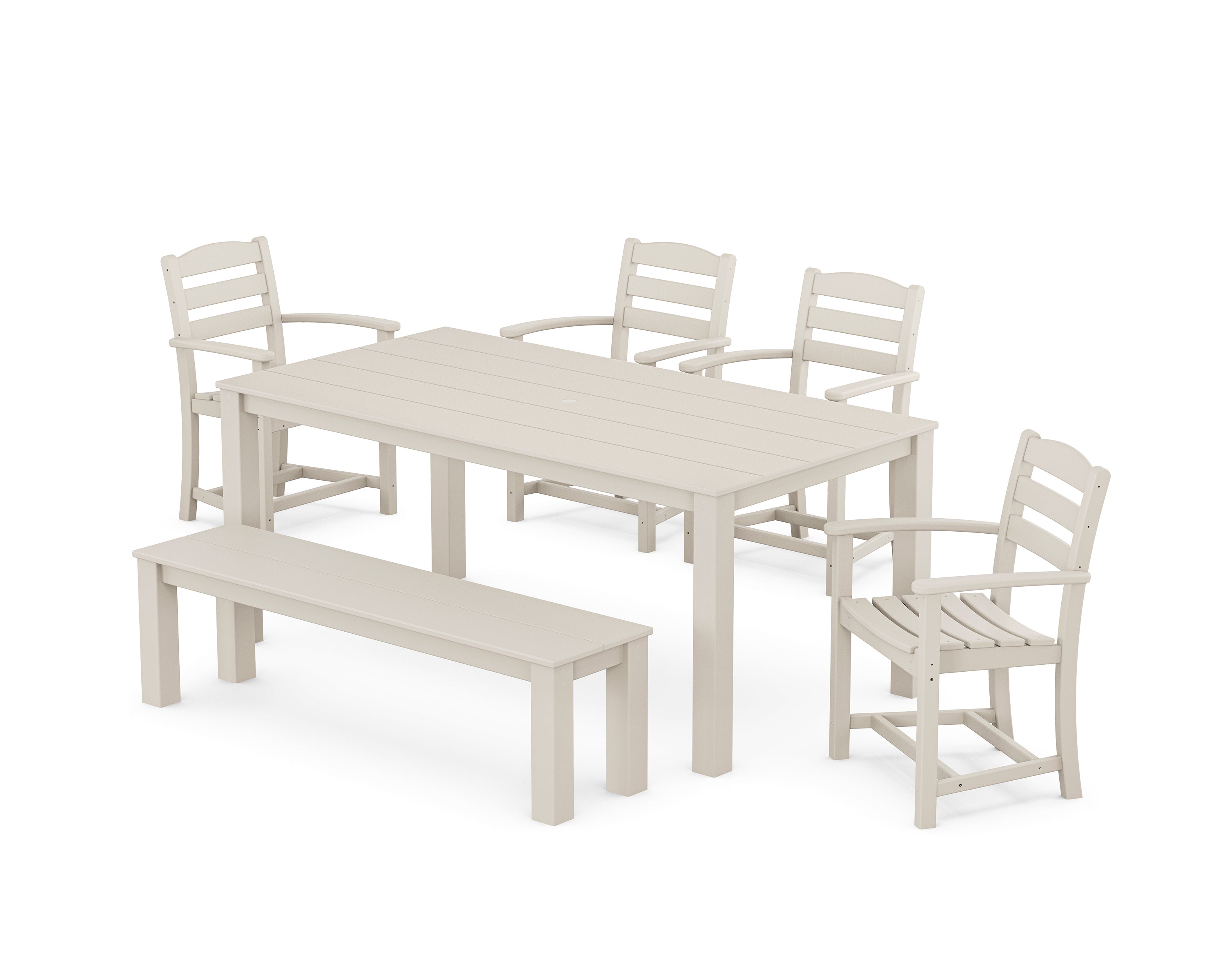 POLYWOOD La Casa Cafe' 6-Piece Parsons Dining Set with Bench in Sand