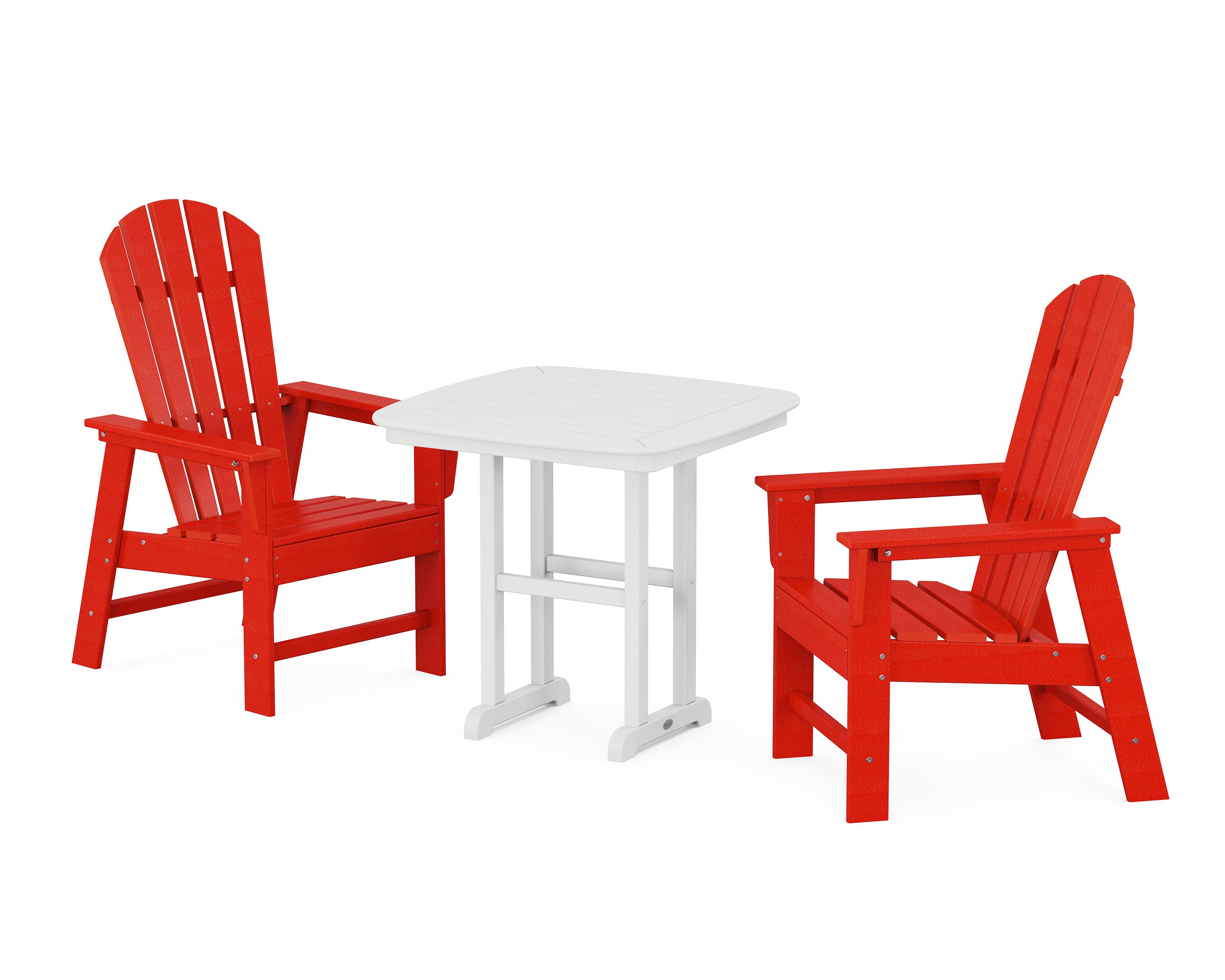 POLYWOOD South Beach 3-Piece Dining Set in Sunset Red / White