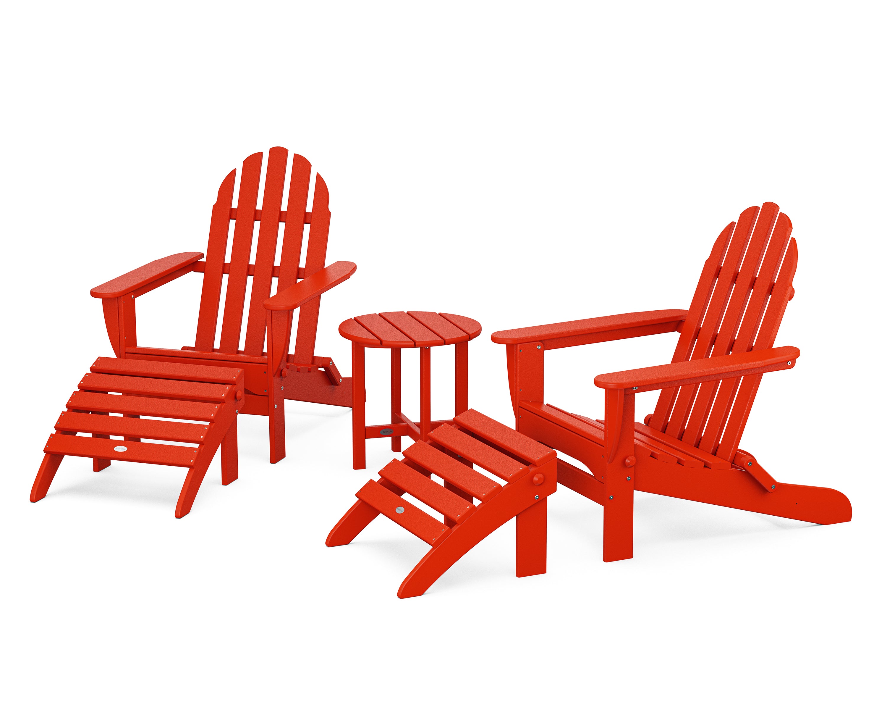 POLYWOOD Classic Adirondack 5-Piece Casual Set in Sunset Red