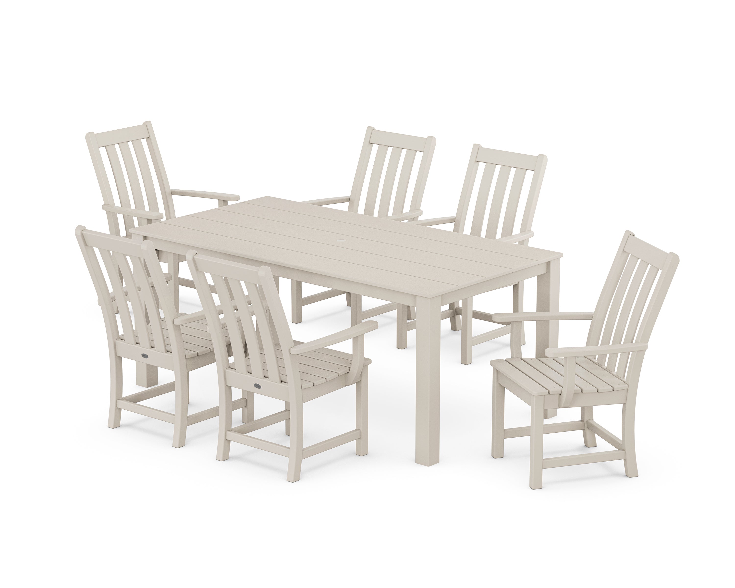 POLYWOOD Vineyard 7-Piece Parsons Arm Chair Dining Set in Sand