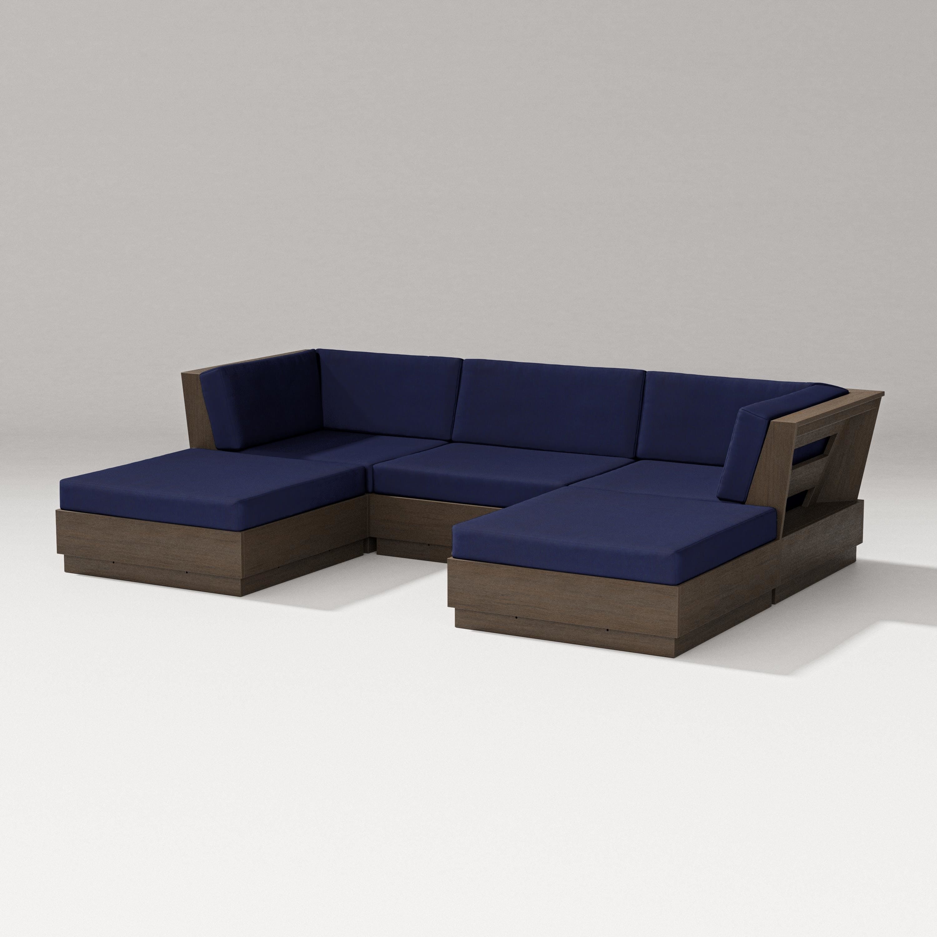 PW Designer Series Elevate Double Chaise Sectional in Kona / Navy