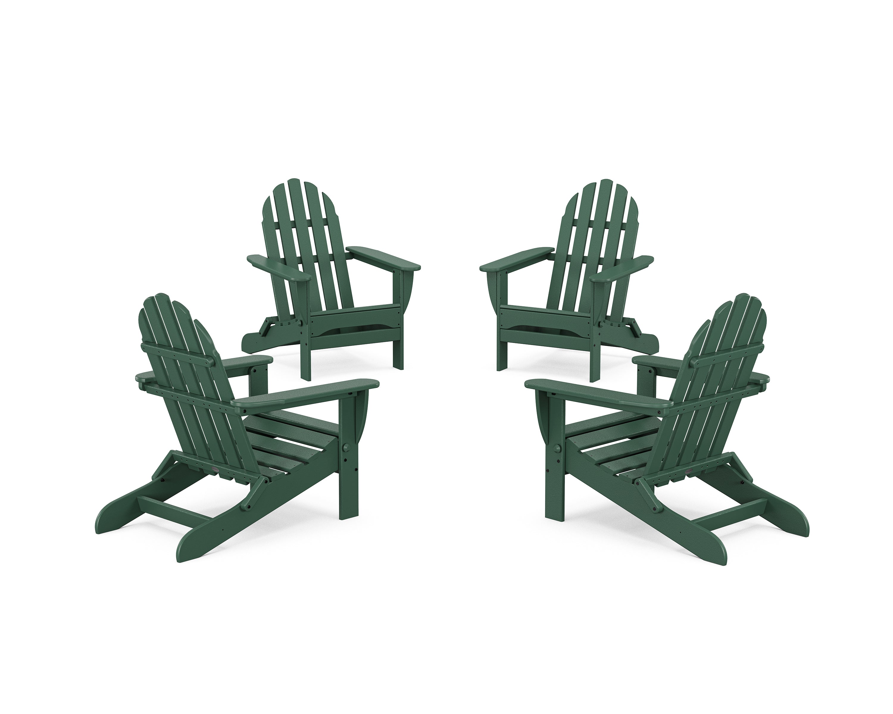POLYWOOD 4-Piece Classic Folding Adirondack Conversation Set in Green