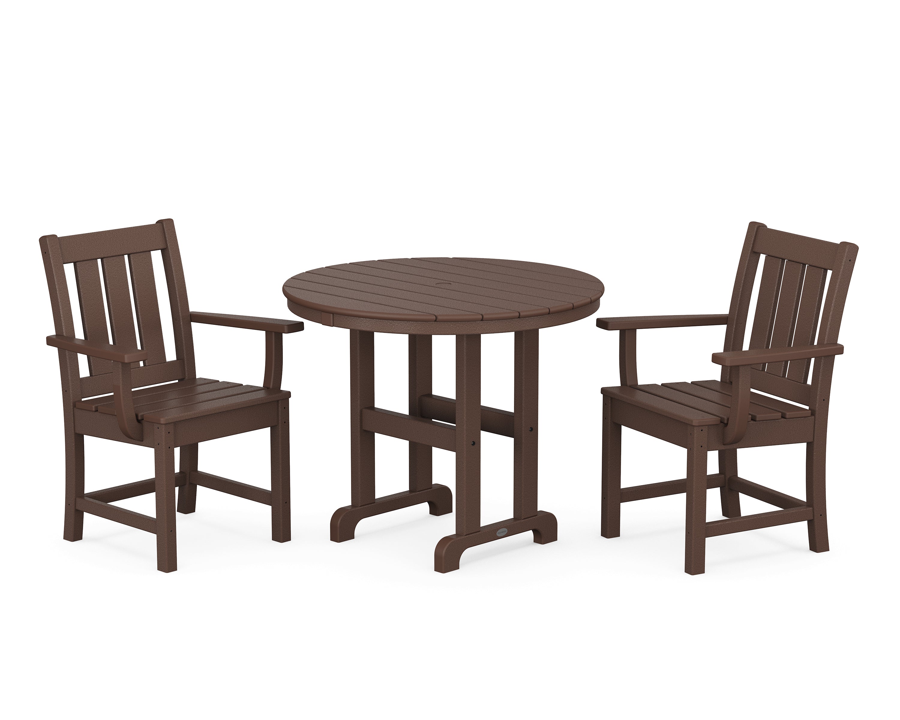 POLYWOOD® Oxford 3-Piece Farmhouse Dining Set in Mahogany