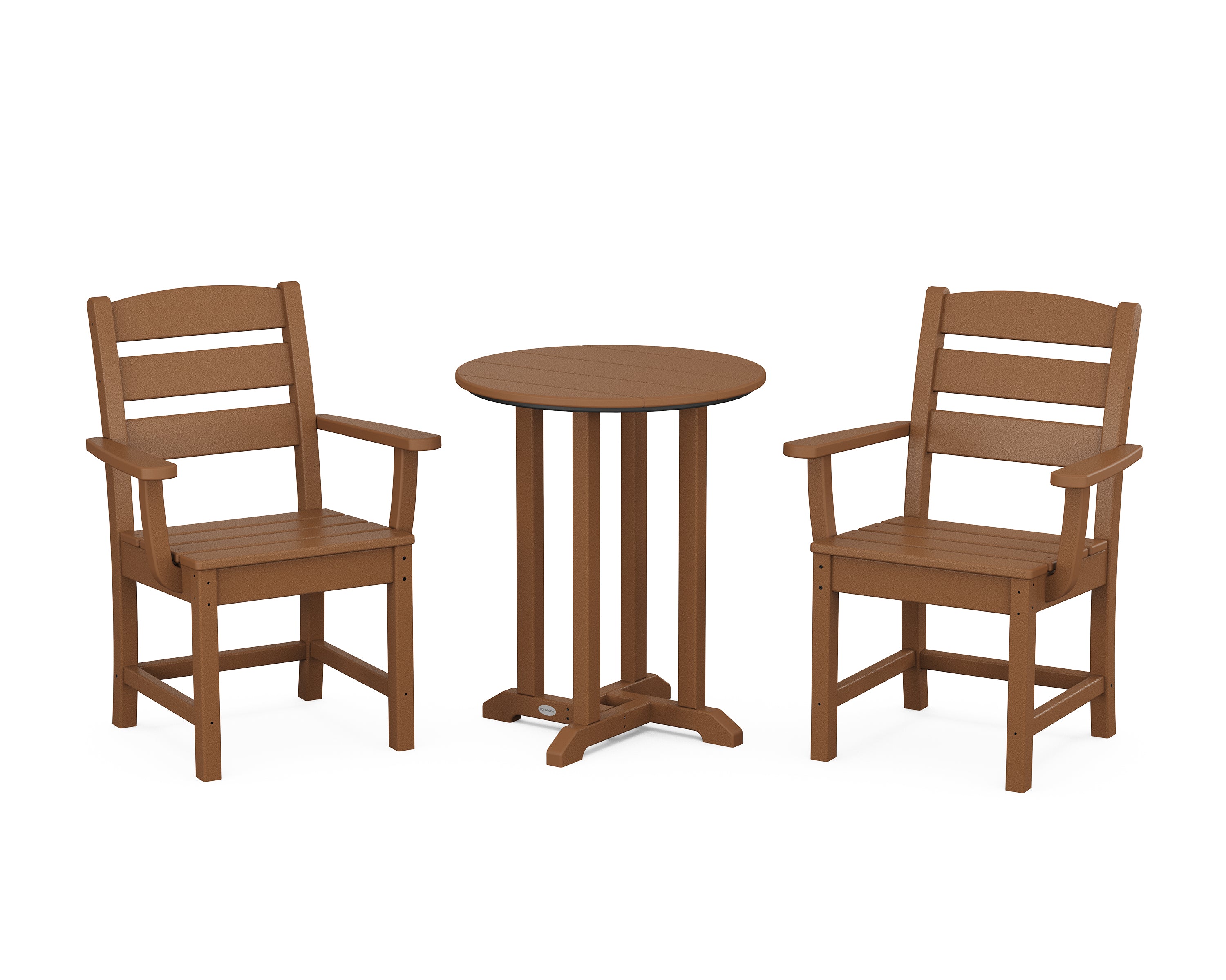 POLYWOOD Lakeside 3-Piece Round Bistro Dining Set in Teak