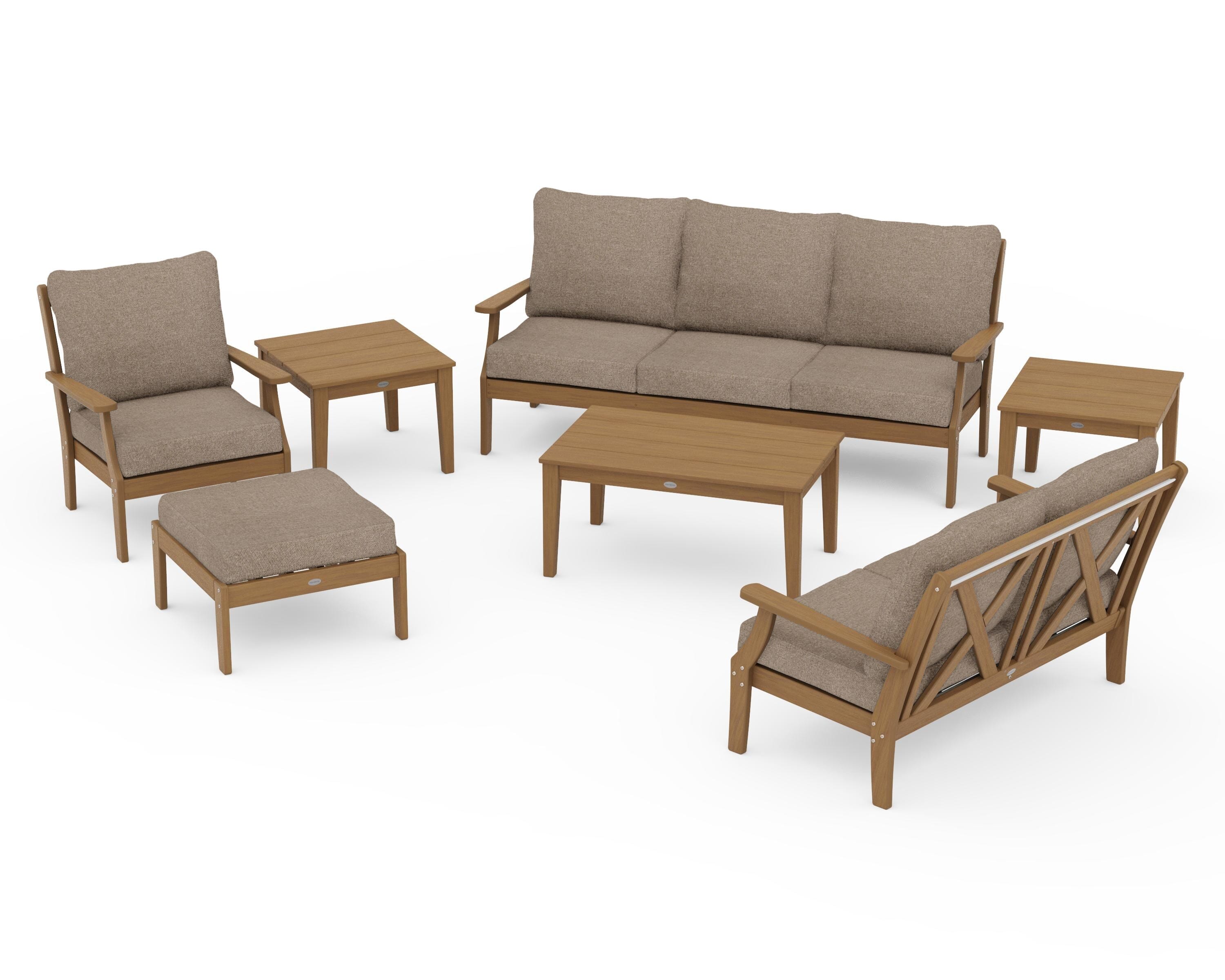 POLYWOOD Braxton 7-Piece Deep Seating Set in Natural / Spiced Burlap