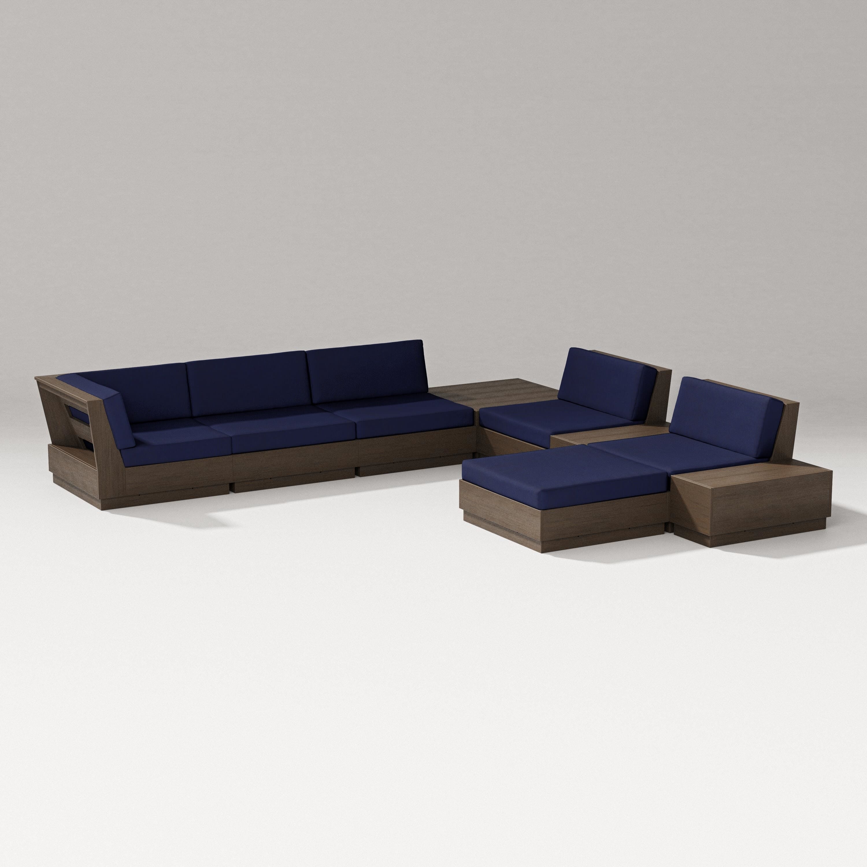 PW Designer Series Elevate 9-Piece Conversation Sectional in Kona / Navy
