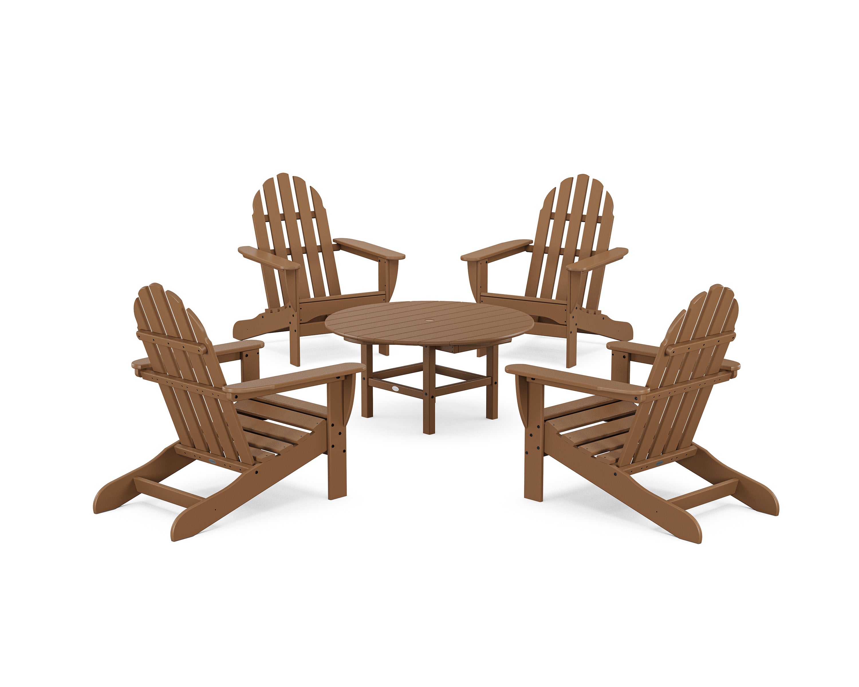 POLYWOOD® Classic Adirondack 5-Piece Conversation Set in Teak