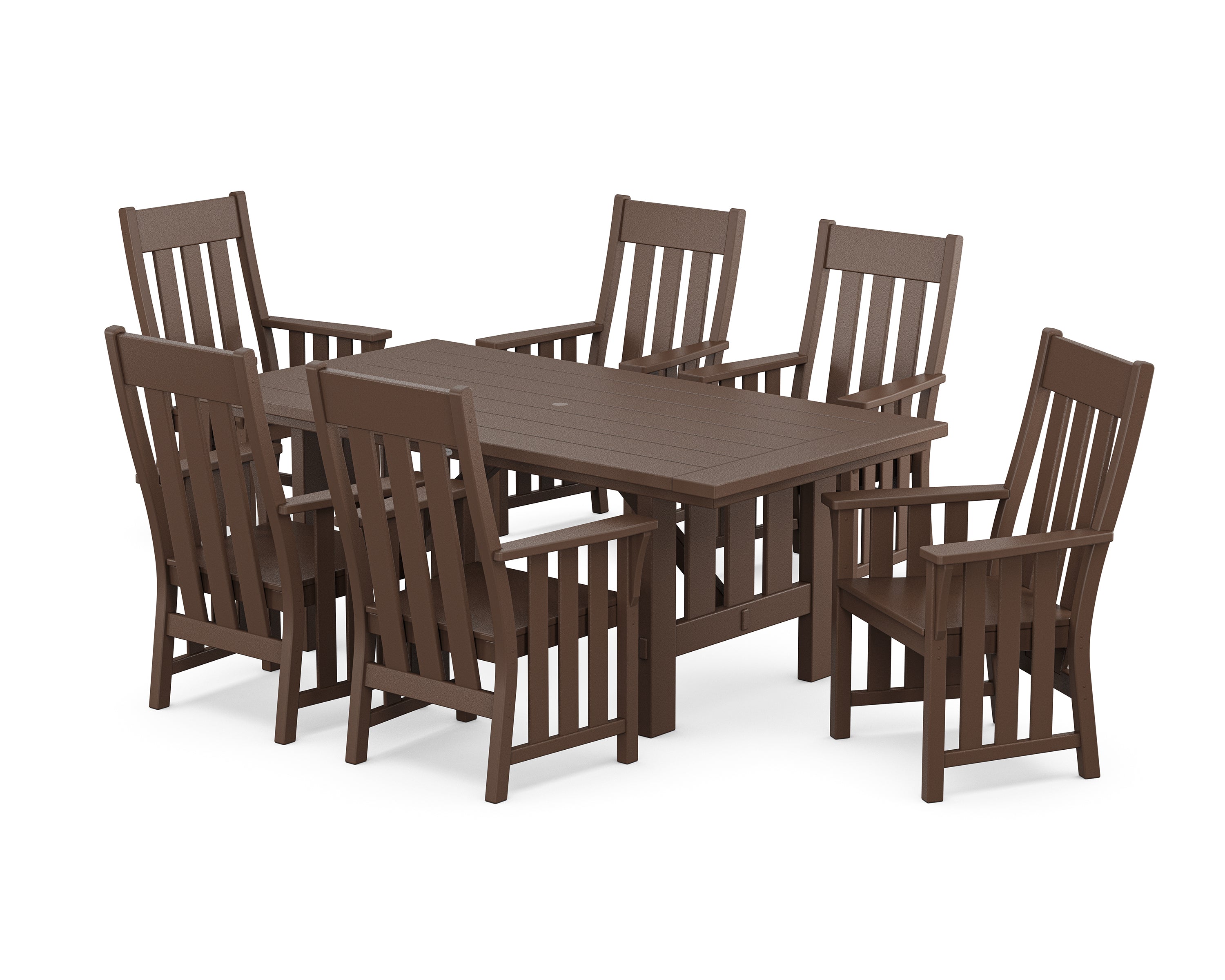 Martha Stewart by POLYWOOD Acadia Arm Chair 7-Piece Dining Set in Mahogany
