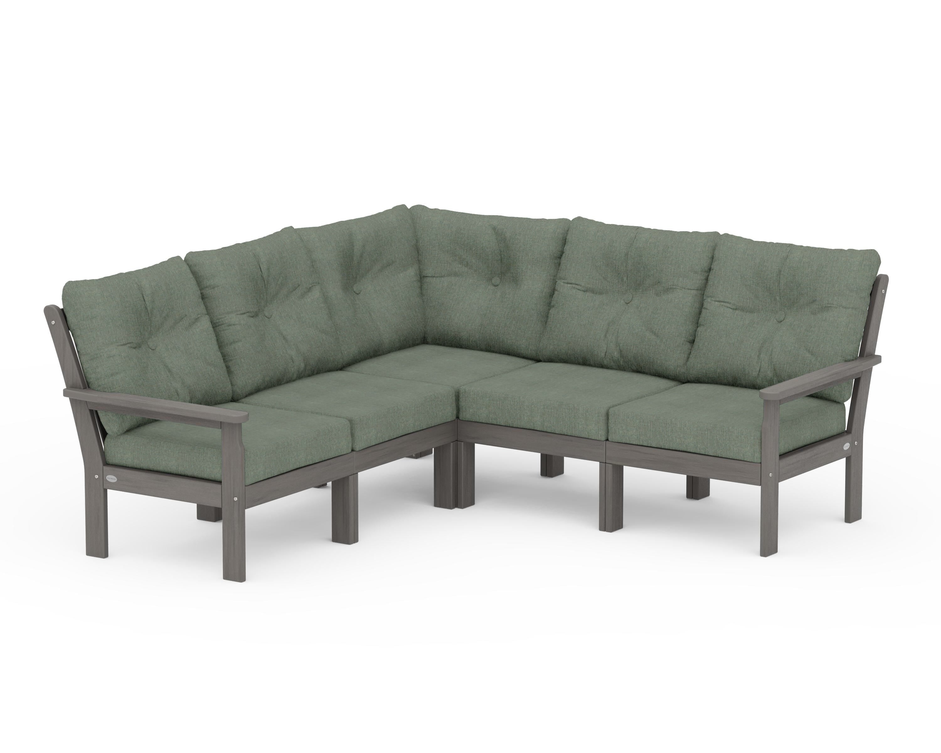 POLYWOOD Vineyard 5-Piece Sectional in Driftwood / Cast Sage