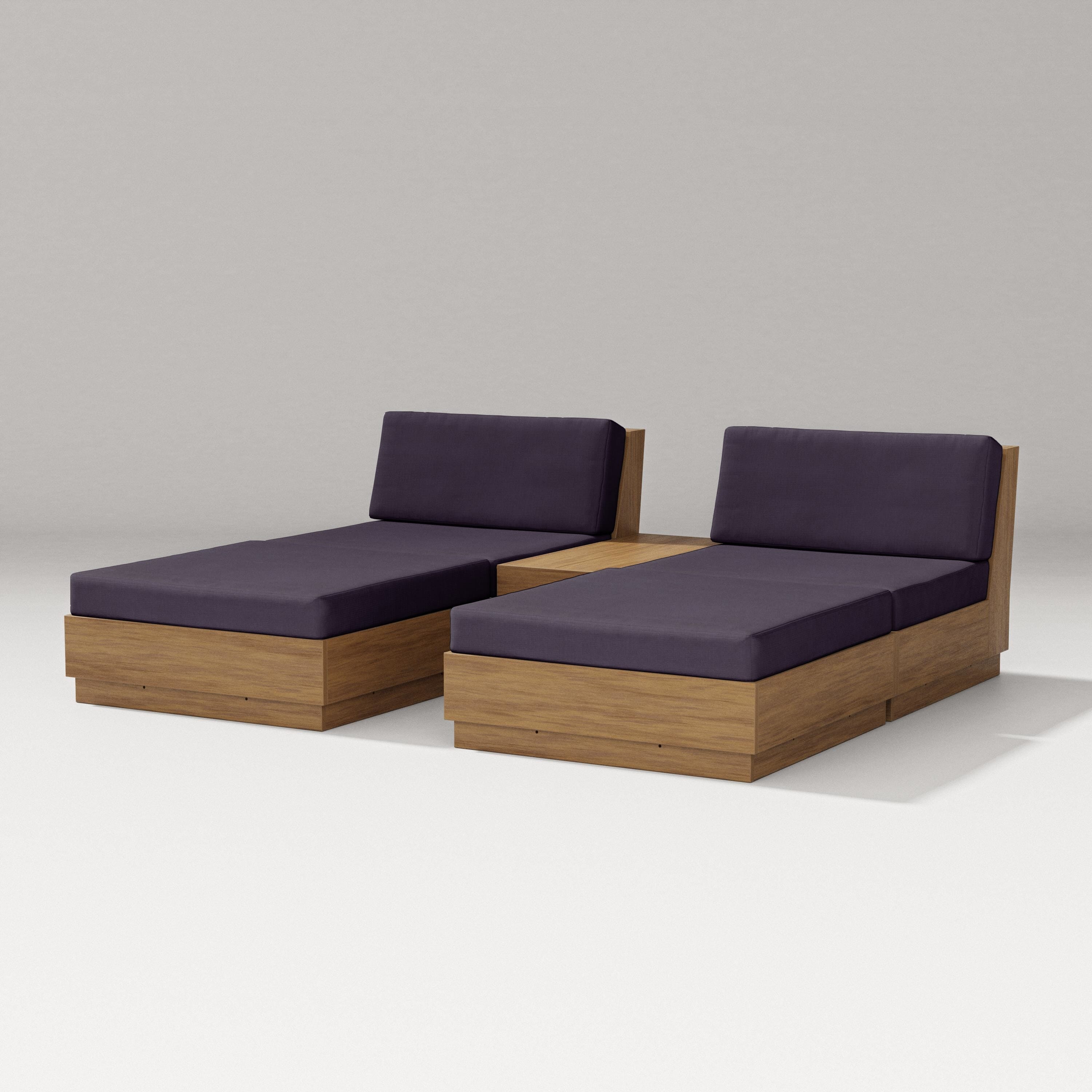 PW Designer Series Elevate Double Chaise Set in Natural / Navy Linen