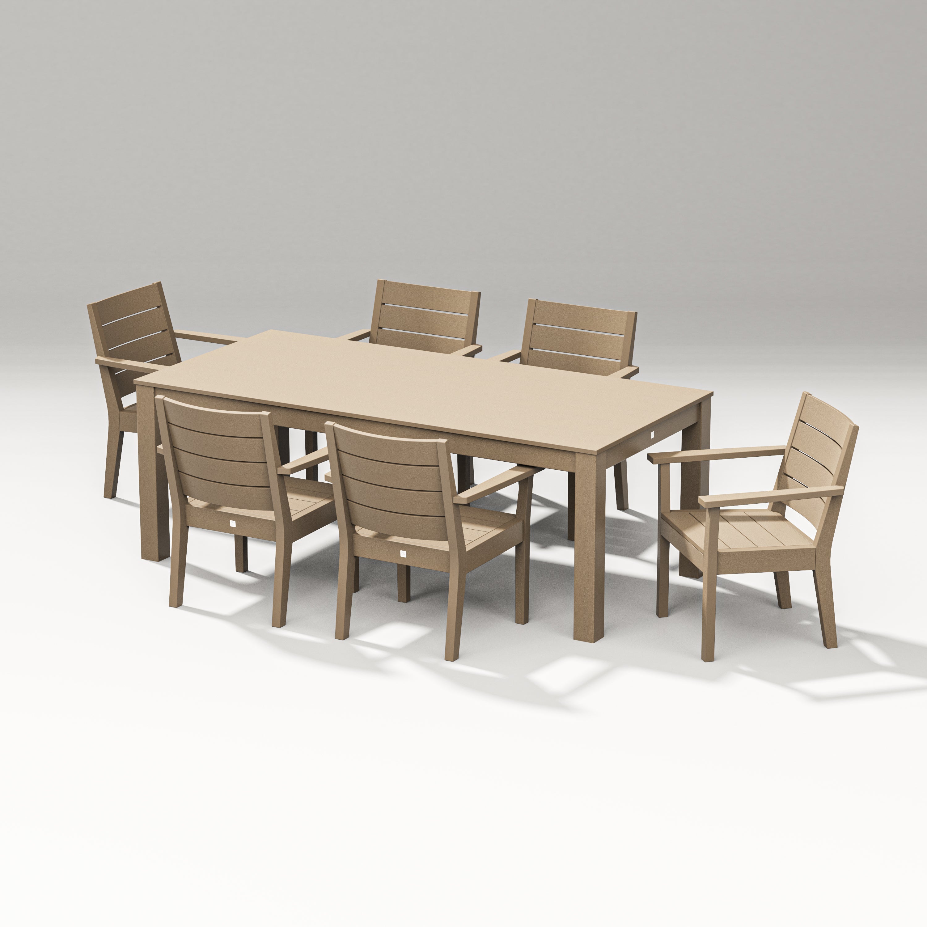 PW Designer Series Latitude 7-Piece Arm Chair Dining Set - Parsons 84" in Vintage Sahara
