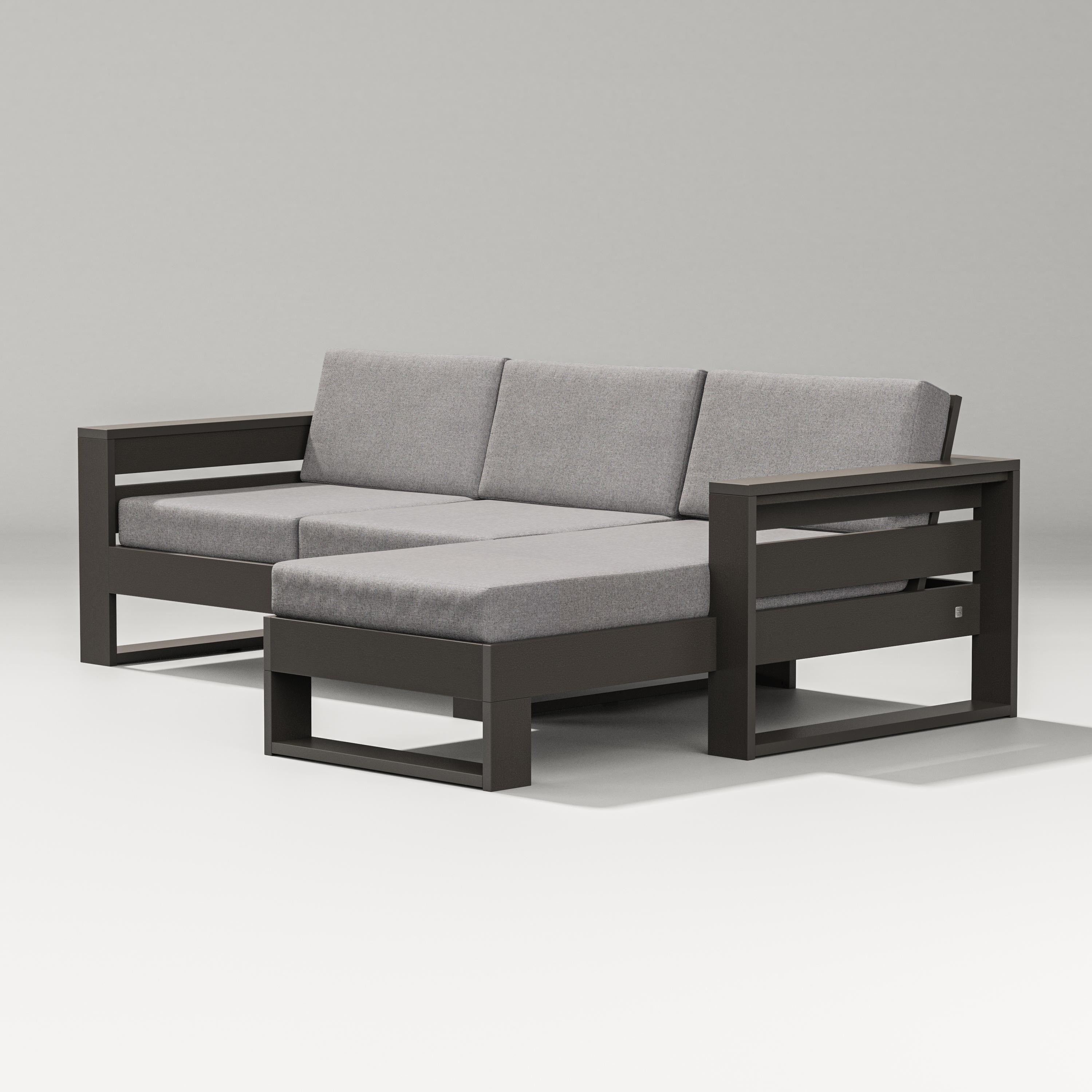 PW Designer Series Latitude Right Chaise Sectional in Vintage Coffee / Grey Mist