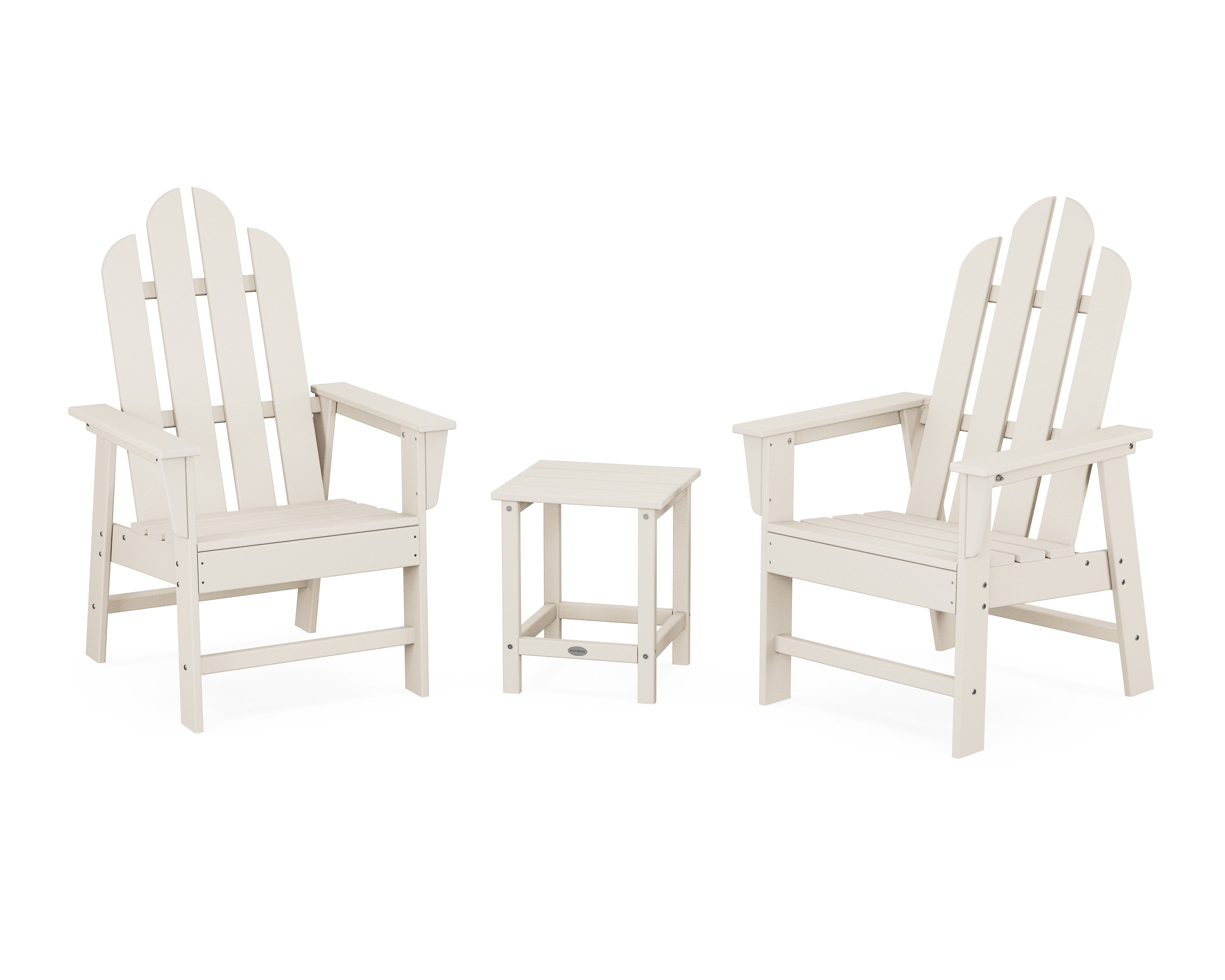 POLYWOOD Long Island 3-Piece Upright Adirondack Chair Set in Sand
