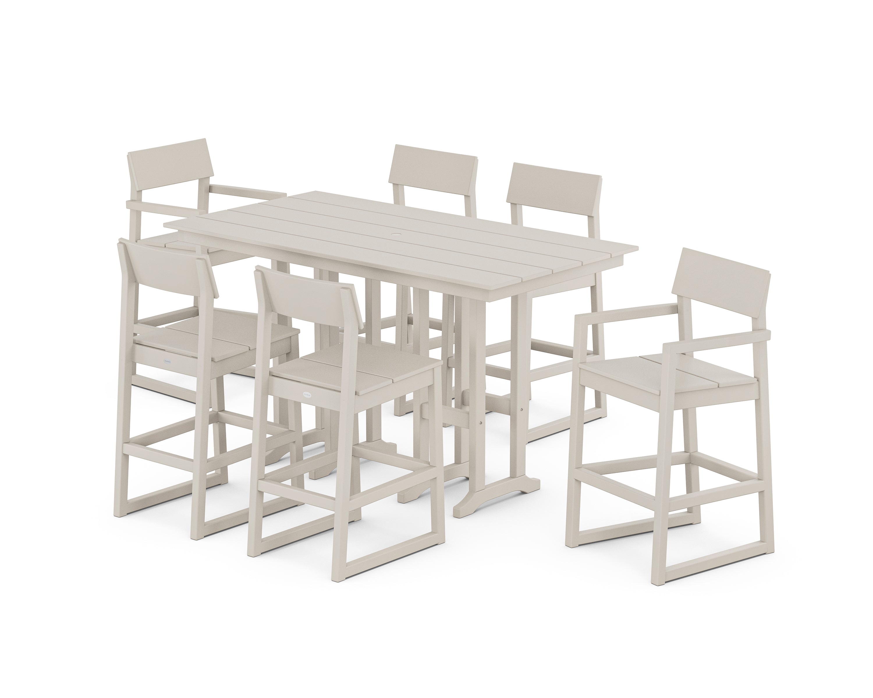 POLYWOOD EDGE 7-Piece Farmhouse Bar Set in Sand