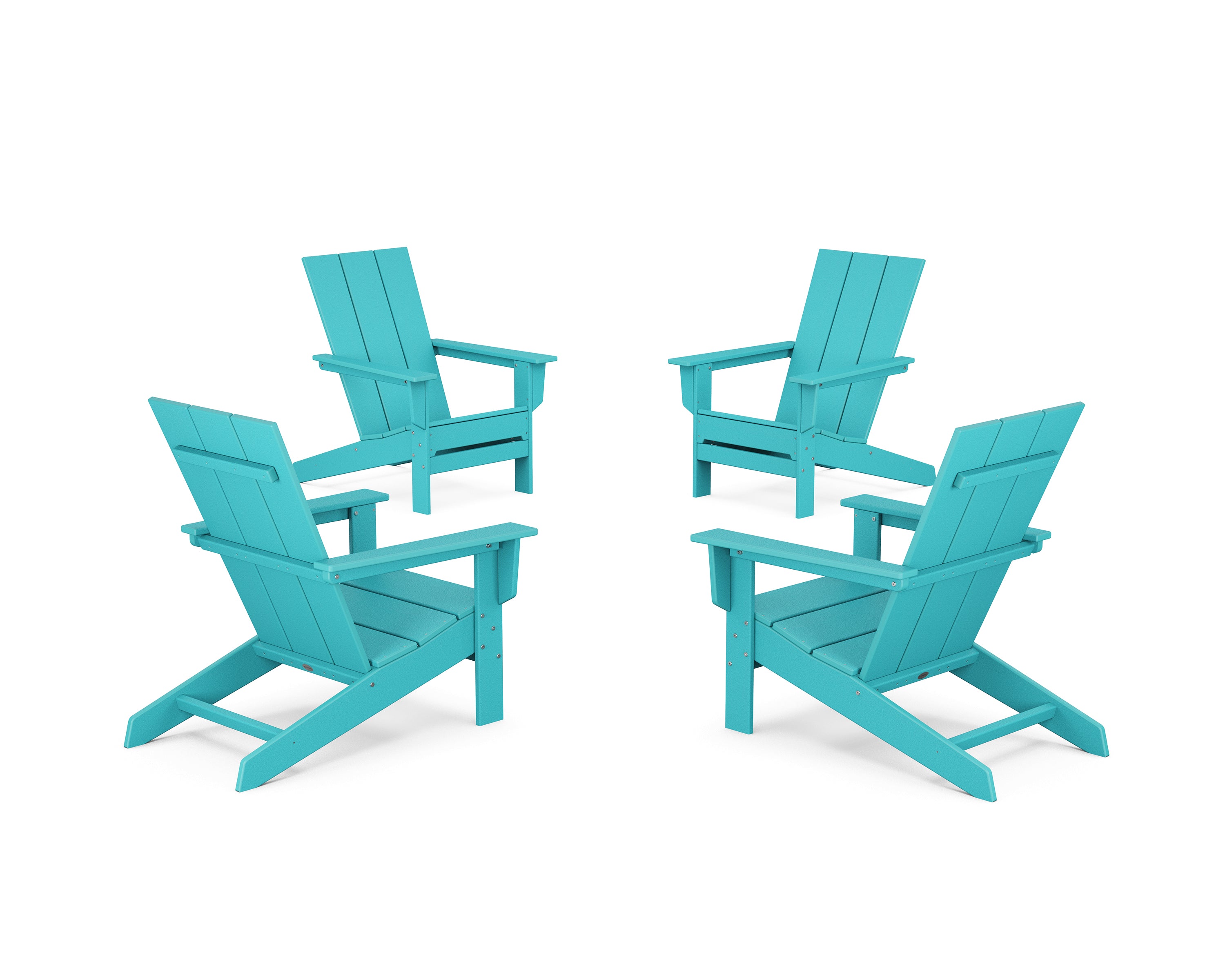 POLYWOOD 4-Piece Modern Studio Adirondack Chair Conversation Set in Aruba