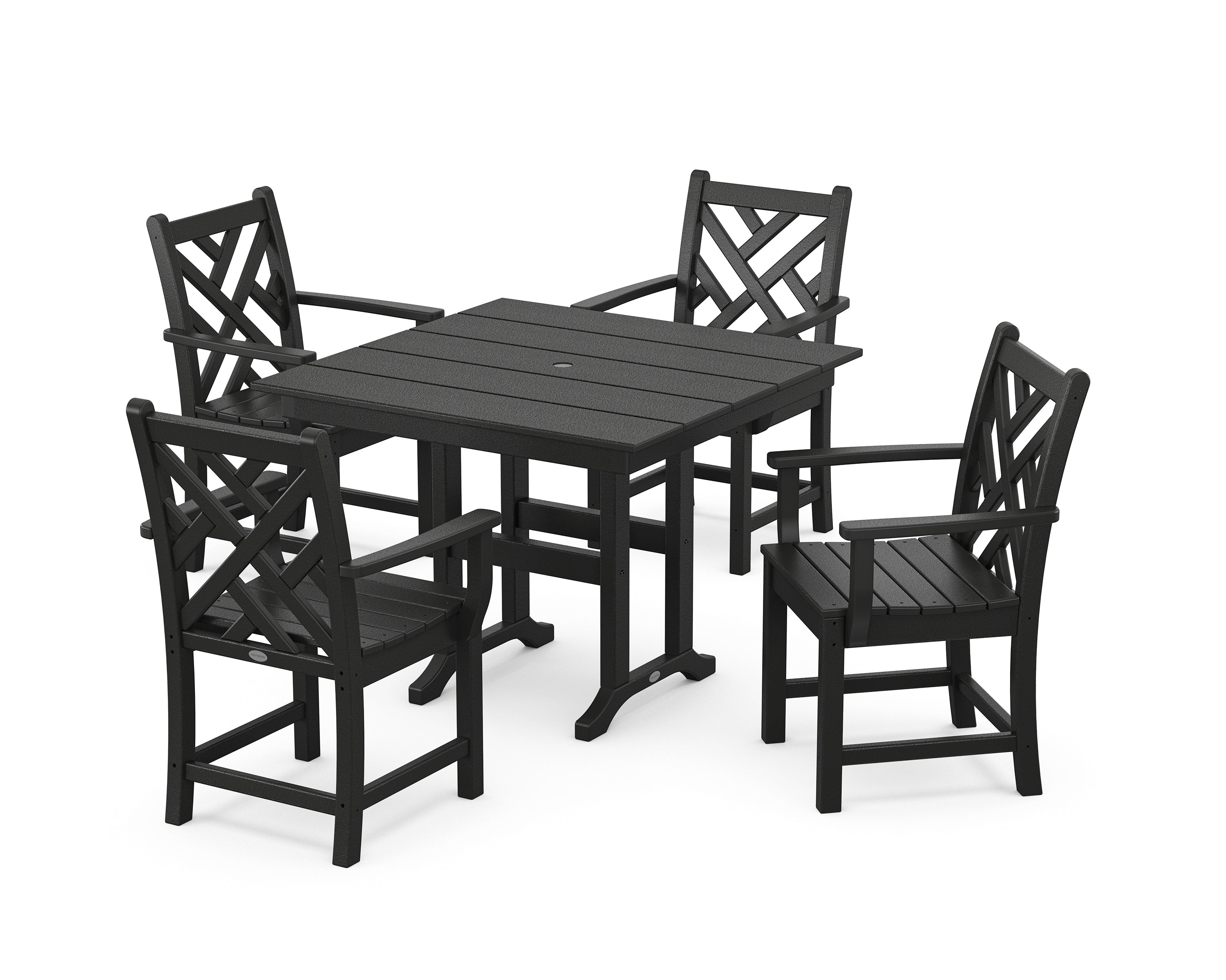 POLYWOOD Chippendale 5-Piece Farmhouse Dining Set in Black