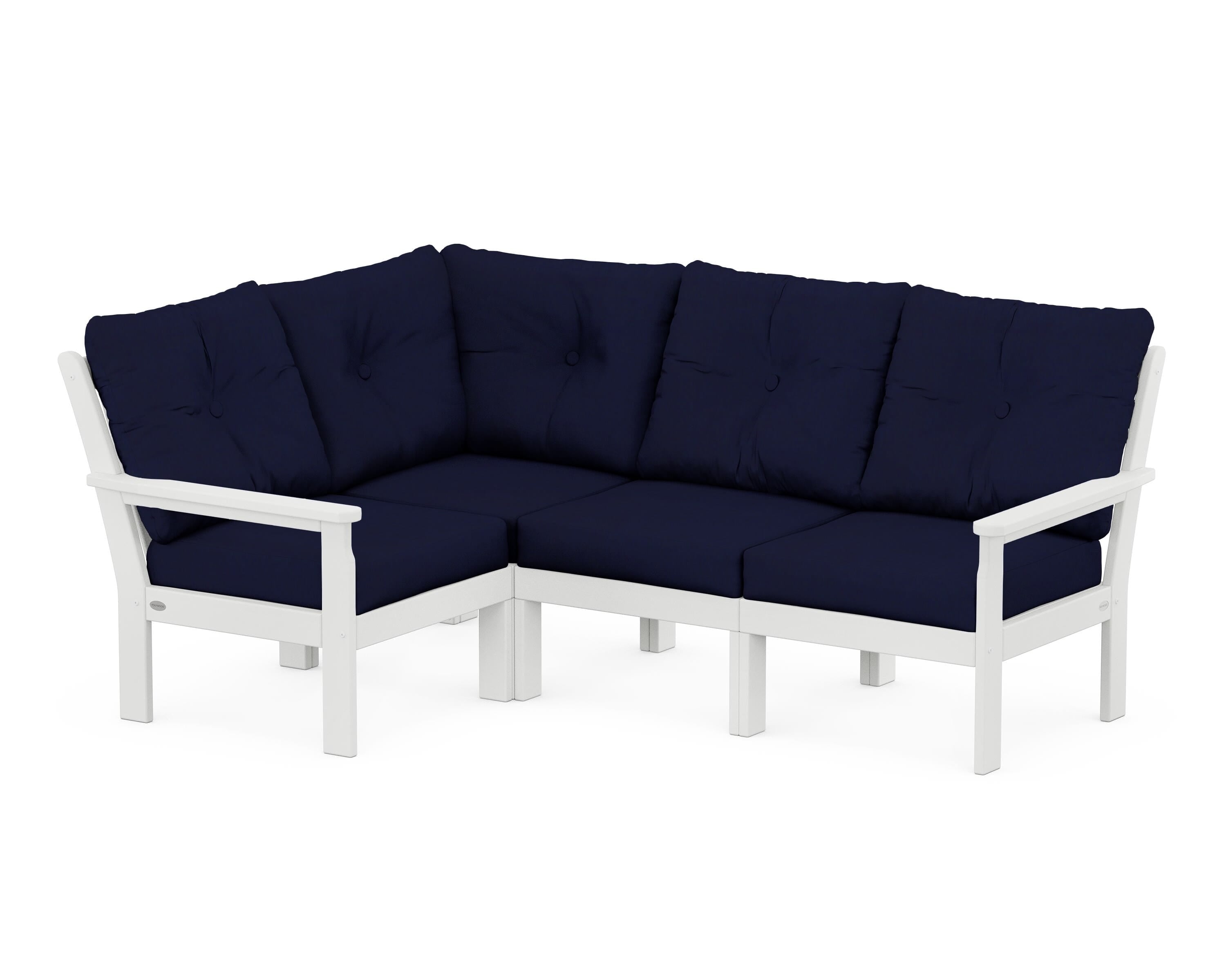 POLYWOOD Vineyard 4-Piece Sectional in White / Navy